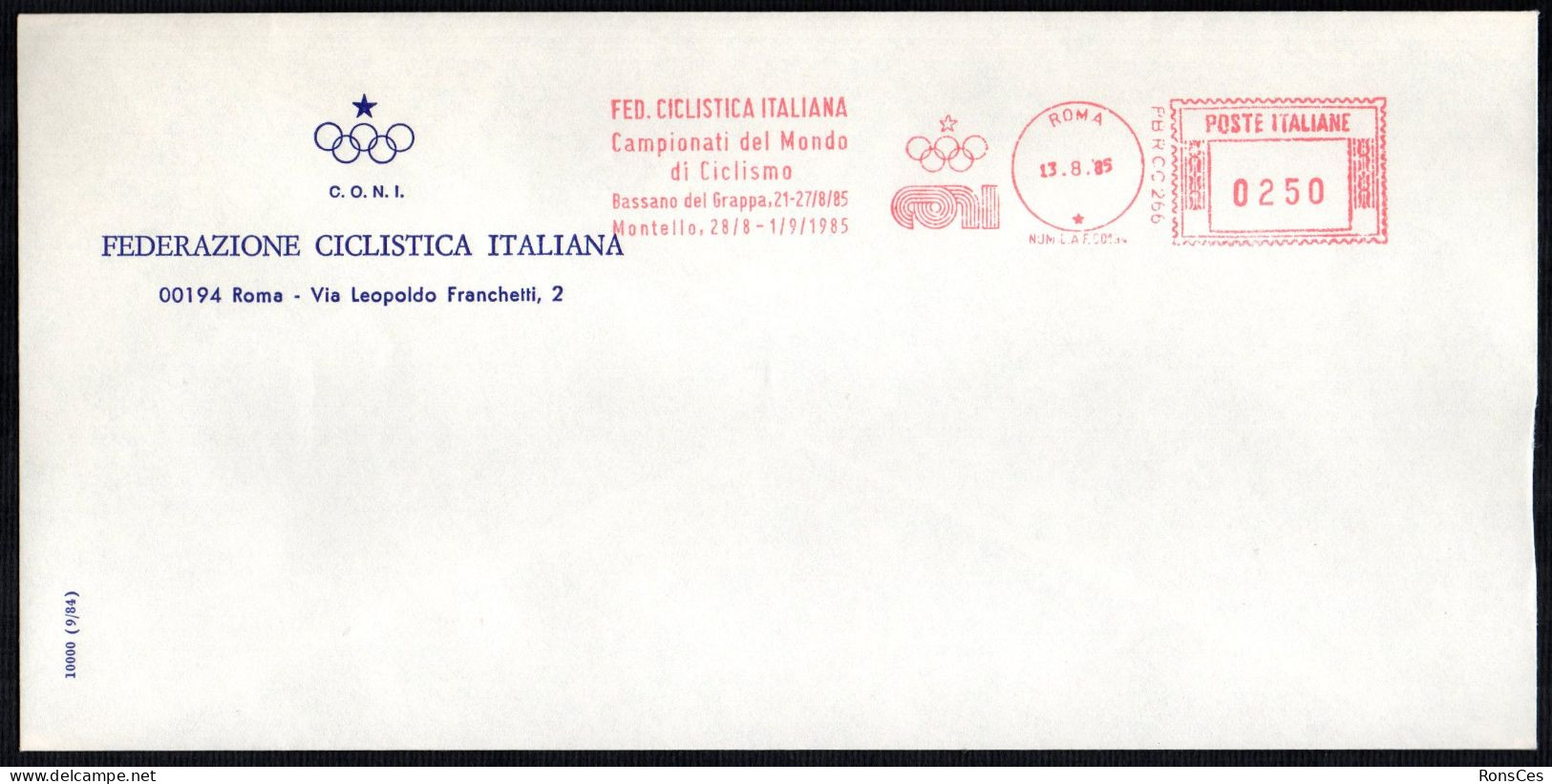 CYCLING - ITALIA ROMA 1985 - METER / EMA CONI - FEDERAZIONE ITALIANA CICLISMO - CAMPIONATI DEL MONDO DI CICLISMO - A - Cycling