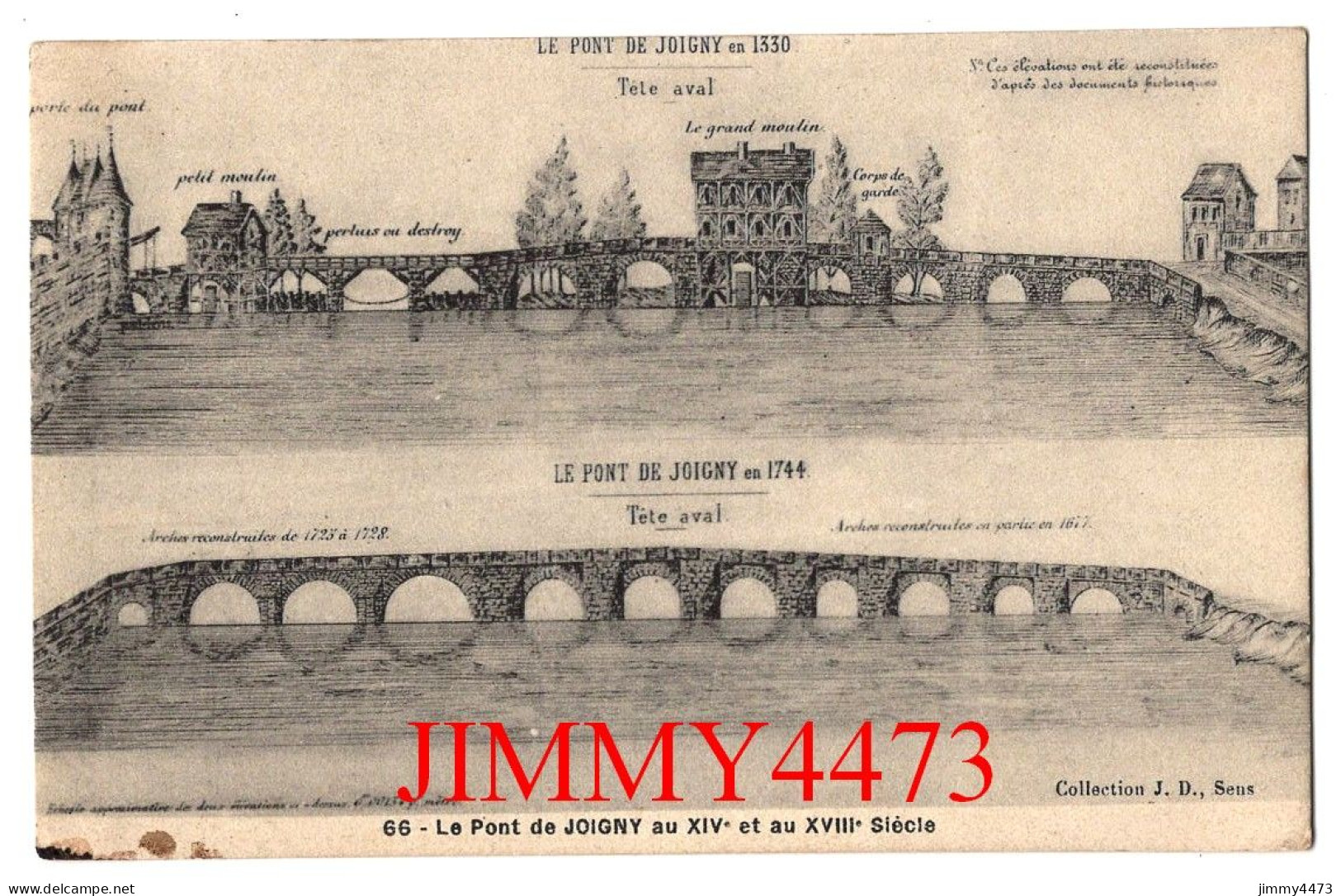 CPA - LE PONT DE JOIGNY En 1744 - Au XIVe Et Au XVIIIe Siècle - N° 66 - Coll. J. D. Sens - Joigny