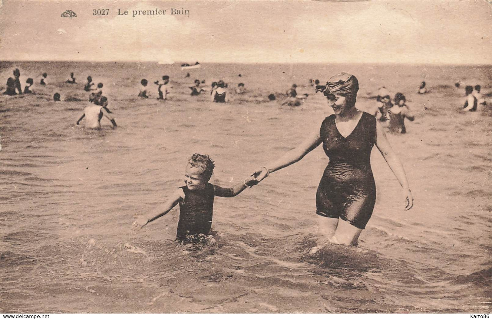 Le Premier Bain * Baigneur Enfant Et Baigneuse * Maillot De Bain Mode - Moda