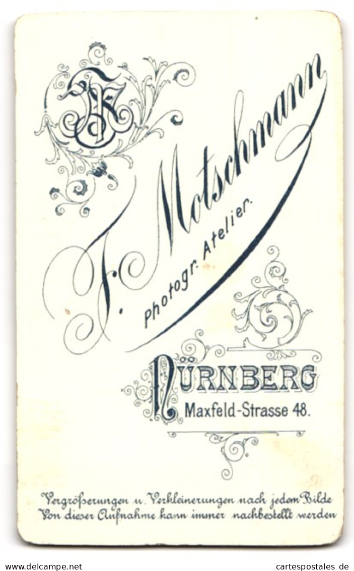 Fotografie F. Motschmann, Nürnberg, Maxfeld-Strasse 48, Mann Mit Schnurrbart Und Anzug  - Anonymous Persons