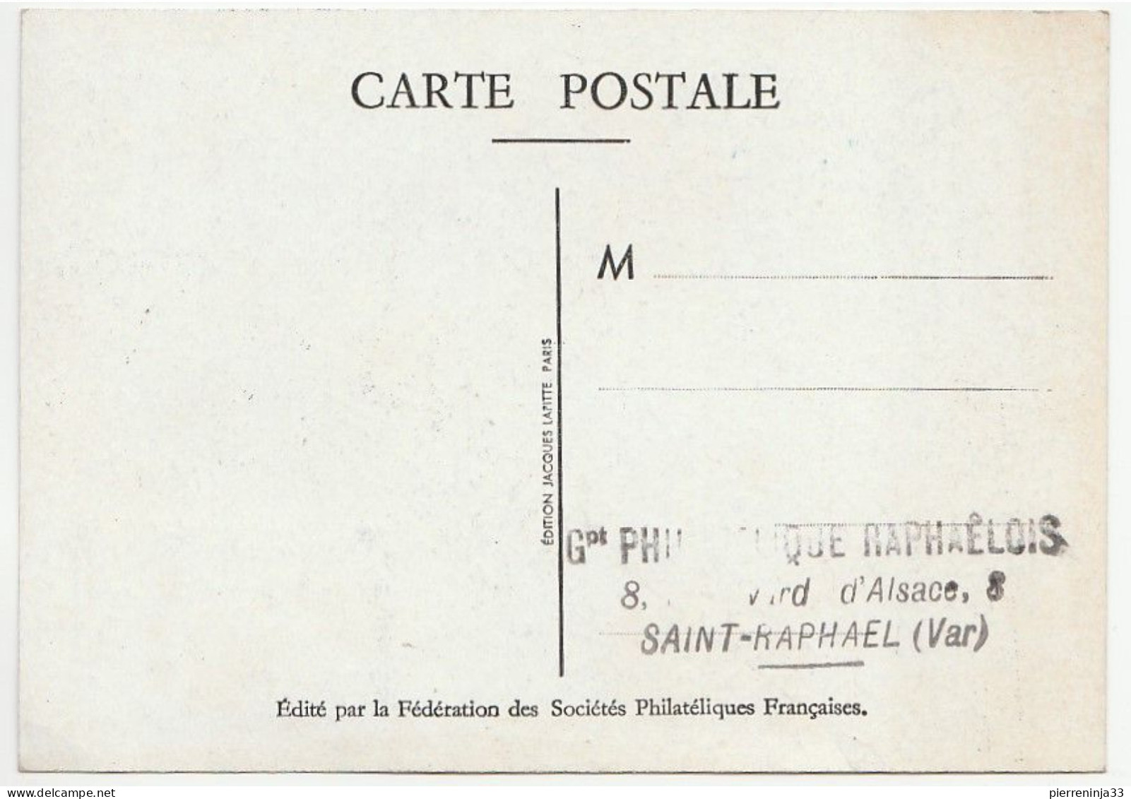 Carte Journée Du Timbre, Saint Raphaël, 1947 - Covers & Documents