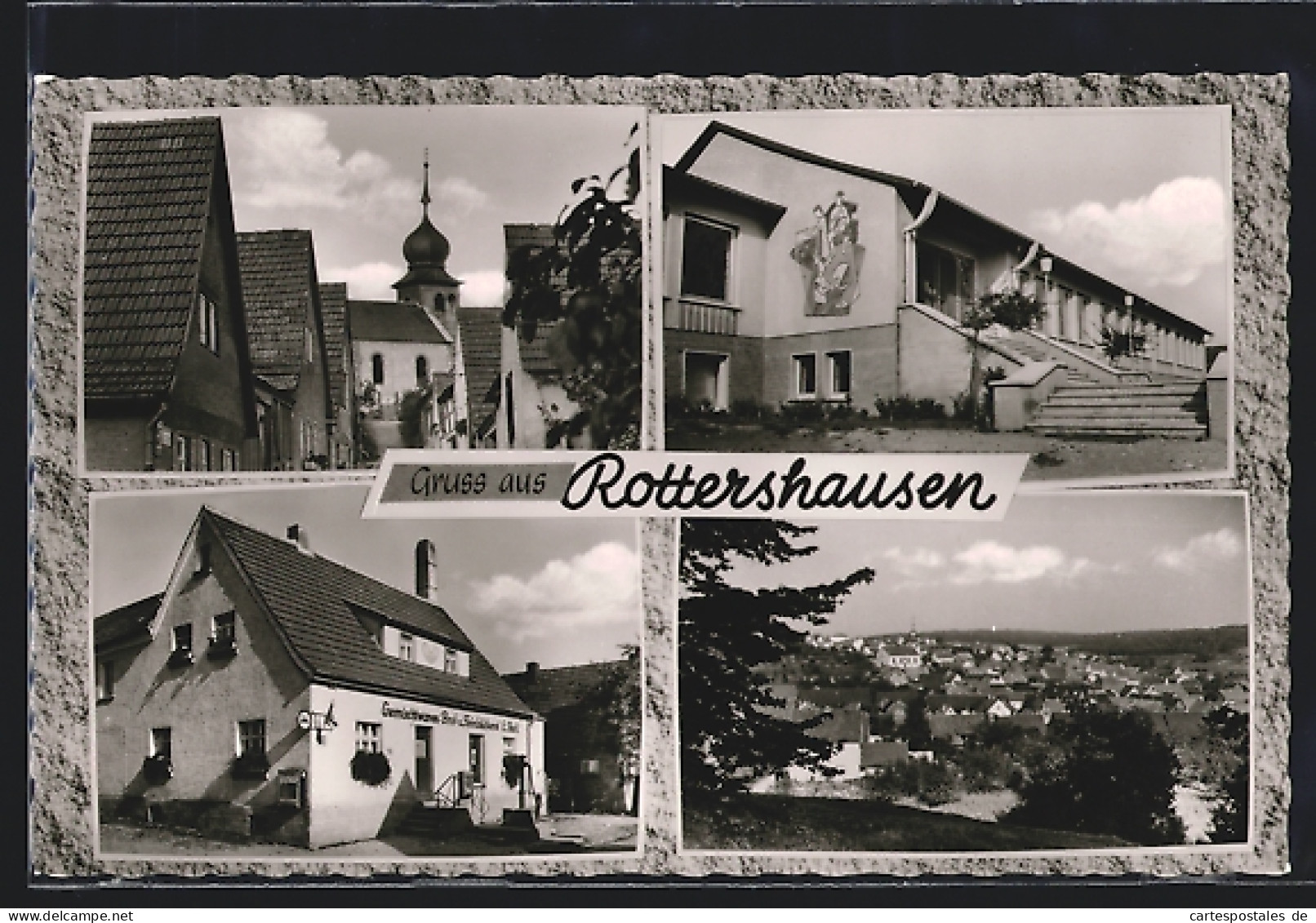 AK Rottershausen, Schule, Kirche Und Gemischtwarenhandel Stahl  - Other & Unclassified