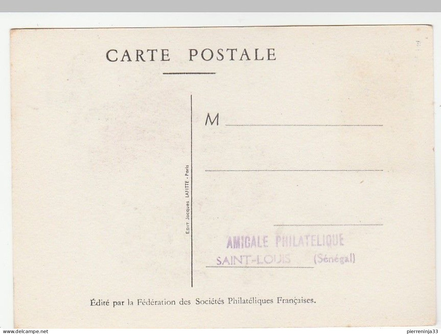Carte Journée Du Timbre, Saint Louis Du Sénégal, 1948 - Brieven En Documenten