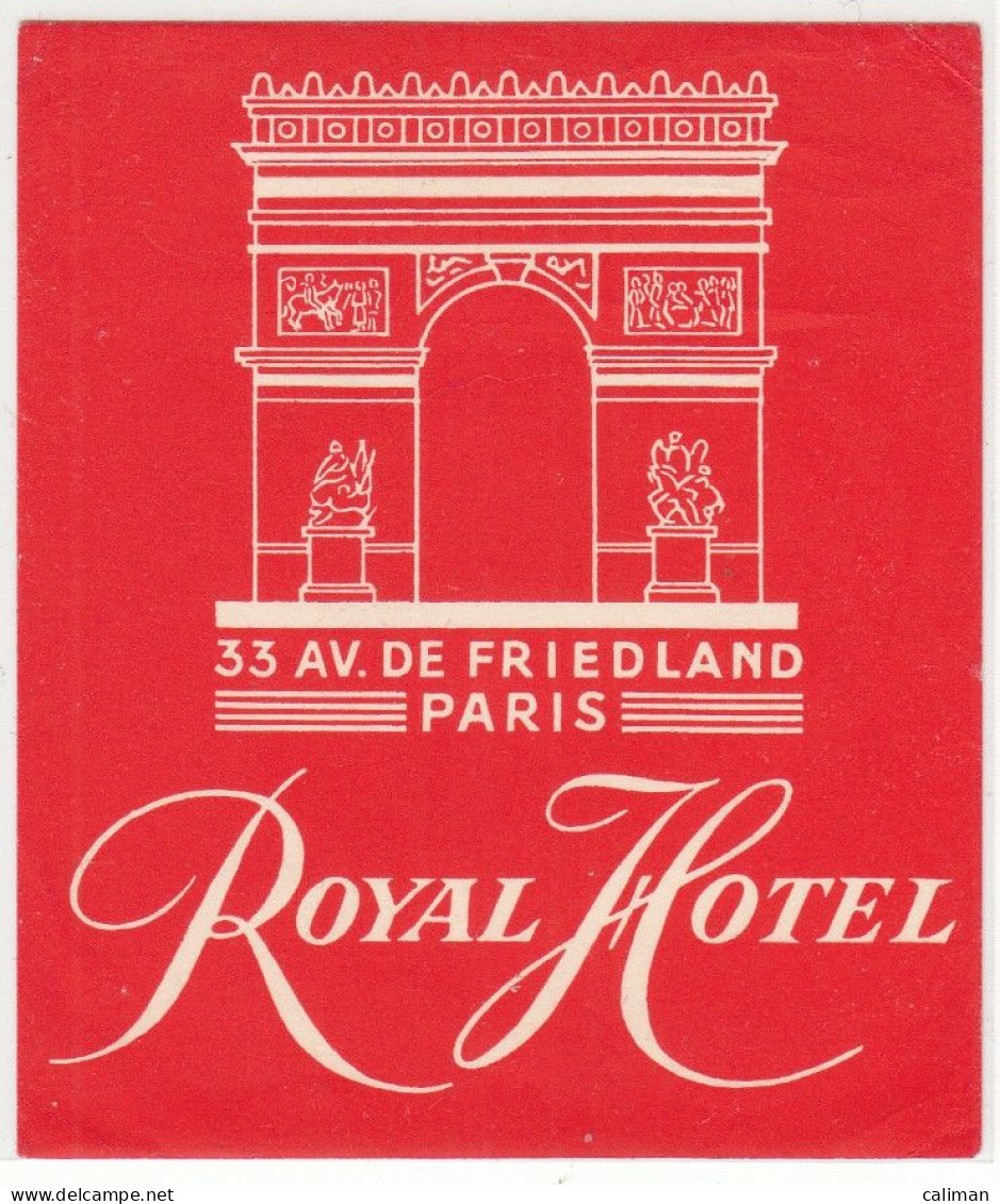 ETICHETTA LABEL ORIGINALE ALBERGO ROYAL HOTEL PARIS - Andere & Zonder Classificatie