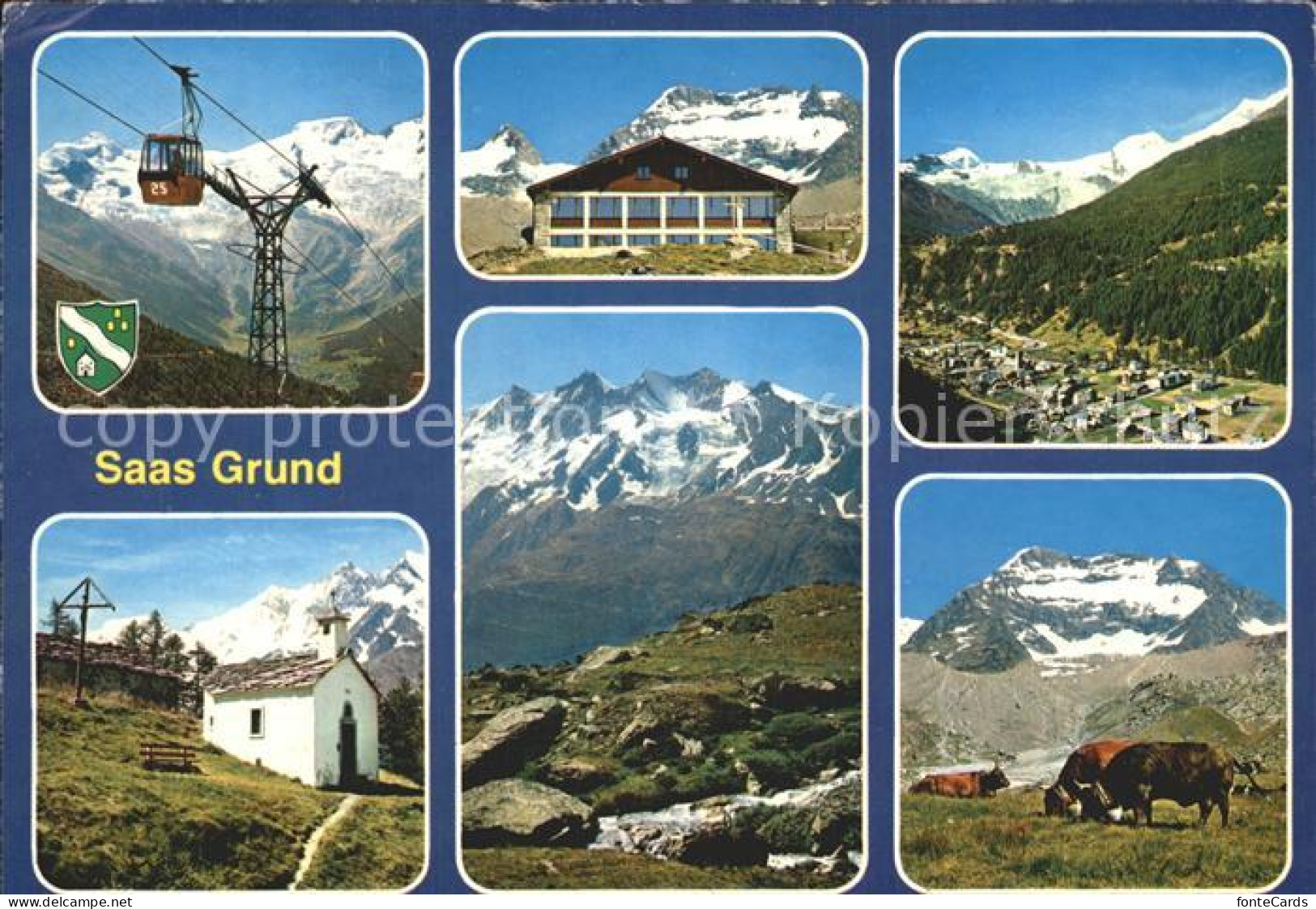 12367928 Saas Grund Mit Gondelbahn Bergrestaurant Kreuzboden Und Kapelle Triftal - Altri & Non Classificati