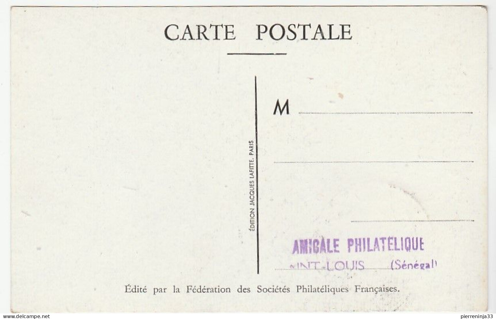 Carte Journée Du Timbre, Saint Louis Du Sénégal, Aviation, 1948 - Cartas & Documentos
