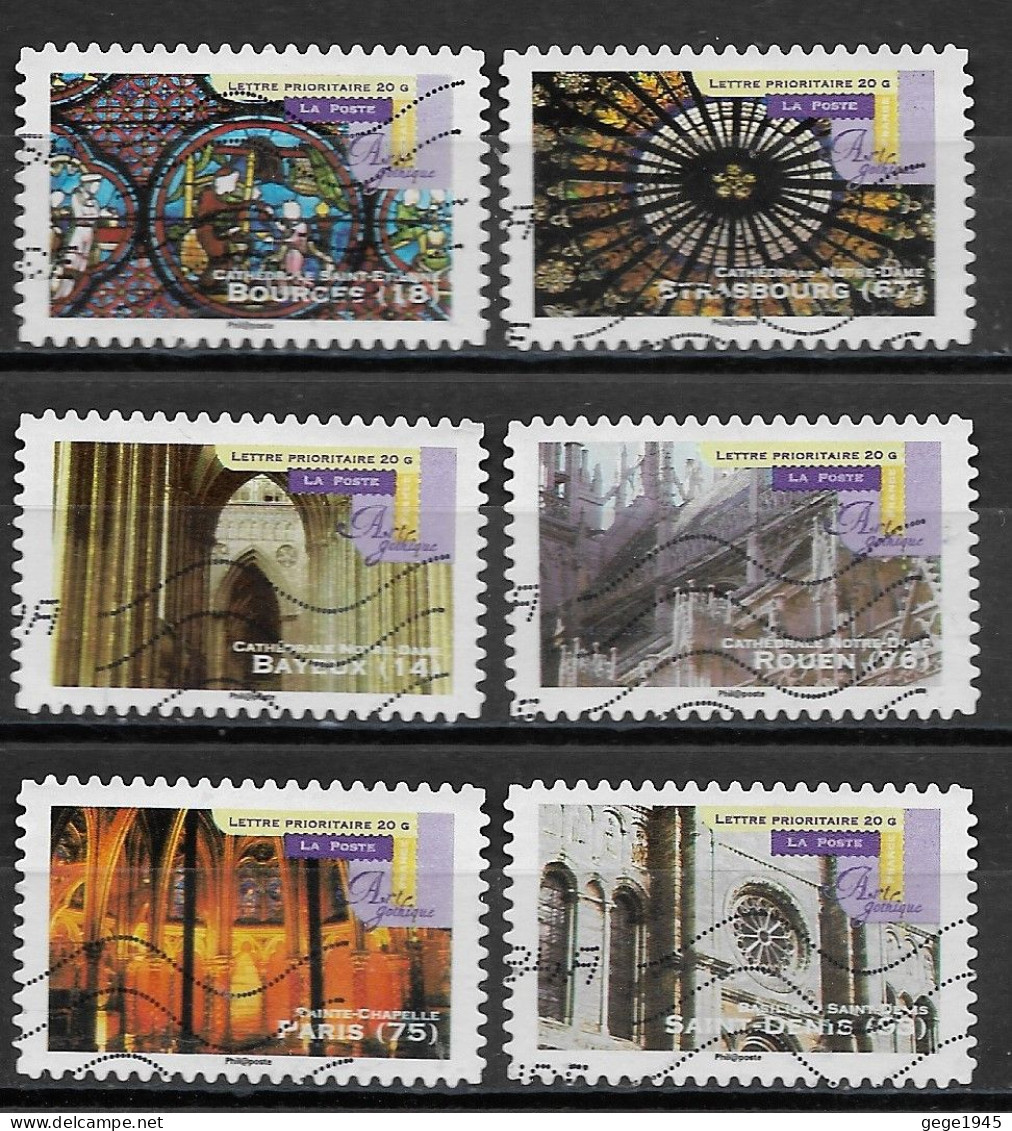 France 2011 Oblitéré Autoadhésif  N° 557 - 558 - 560 - 561 - 562 - 563  -    Art Gothique  ( Détails Architecturaux ) - Used Stamps