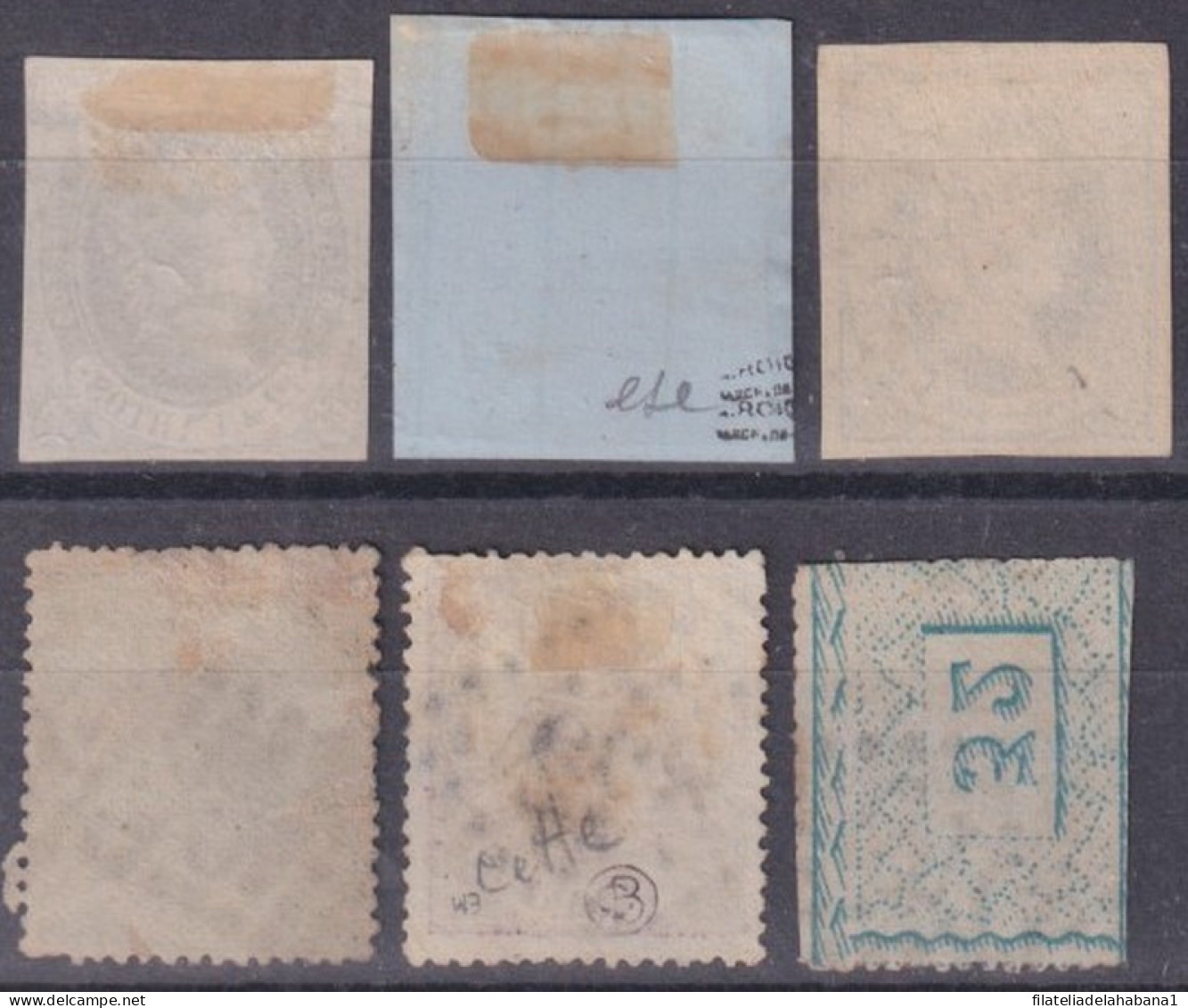 Z464 SPAIN FRANCE NUMBER CANCEL STAMPS LOT. ISABEL II- ALFONSO XII.  - Usati