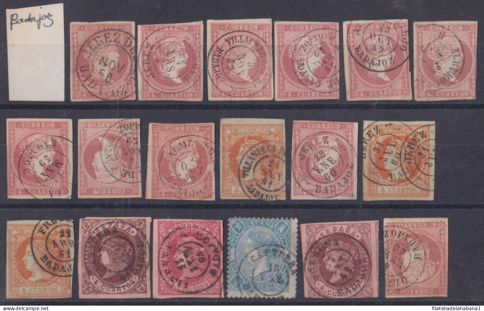 Z477 ESPAÑA SPAIN RARE CANCEL BADAJOZ JEREZ STAMPS LOT.  - Oblitérés