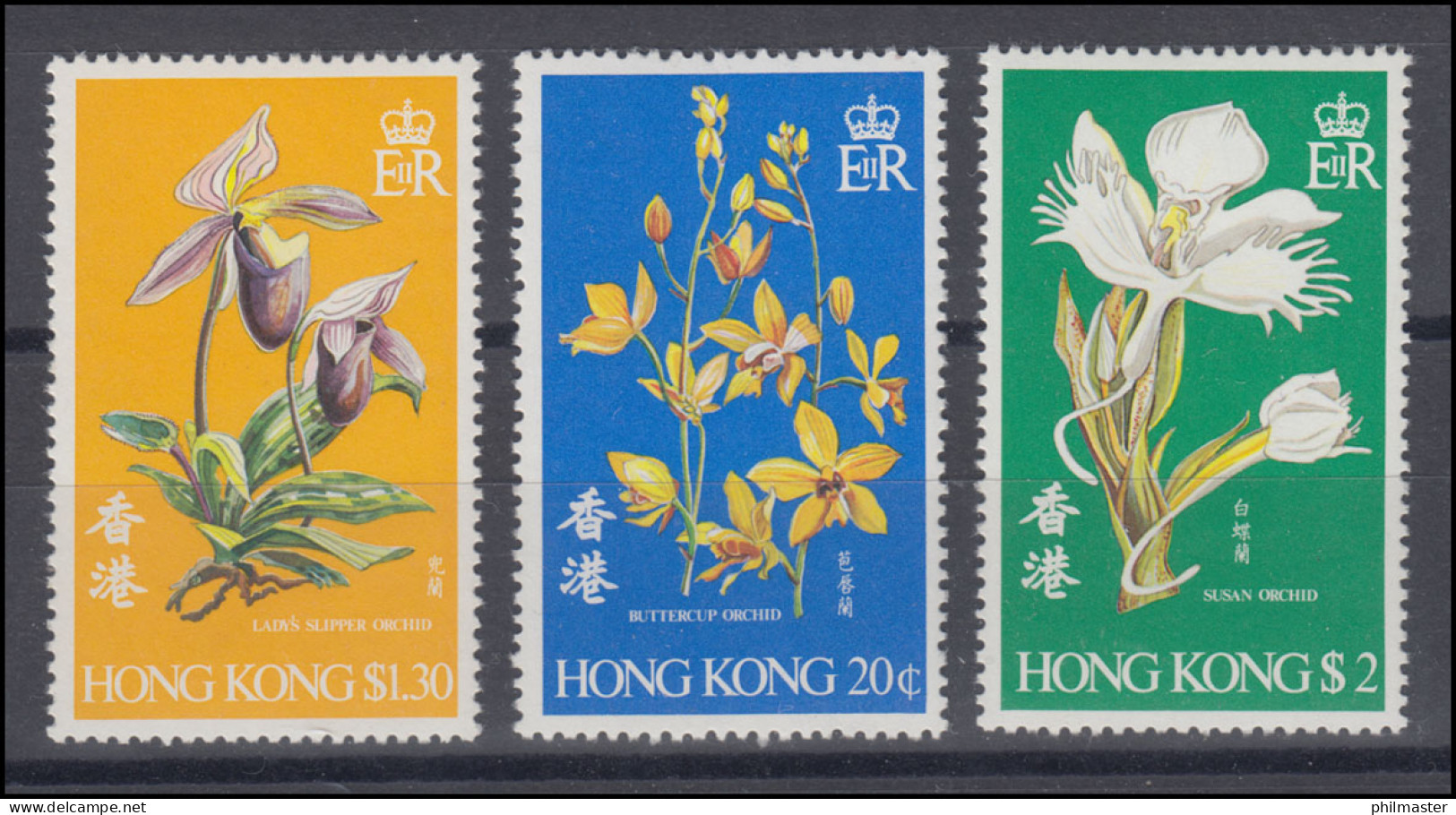Hongkong 341-343 Blumen / Orchideen, Satz ** Postfrisch / MNH - Otros & Sin Clasificación