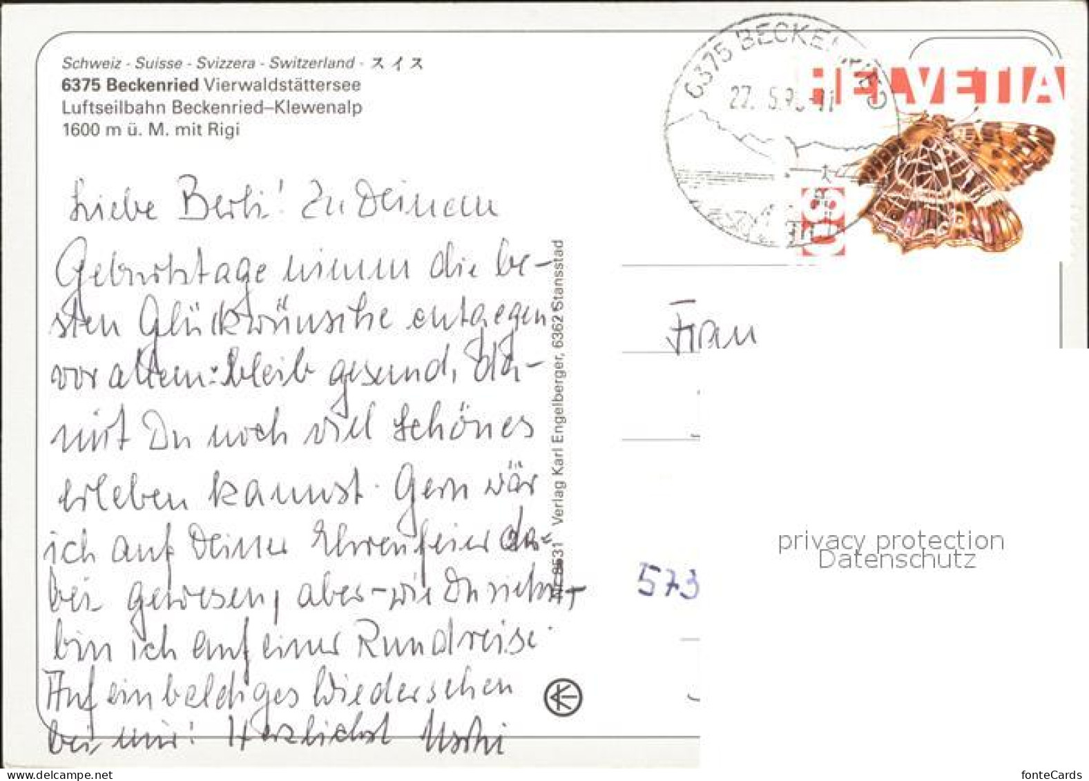 12366894 Beckenried Vierwaldstaettersee Luftseilbahn Auf Klewenalp Beckenried - Autres & Non Classés