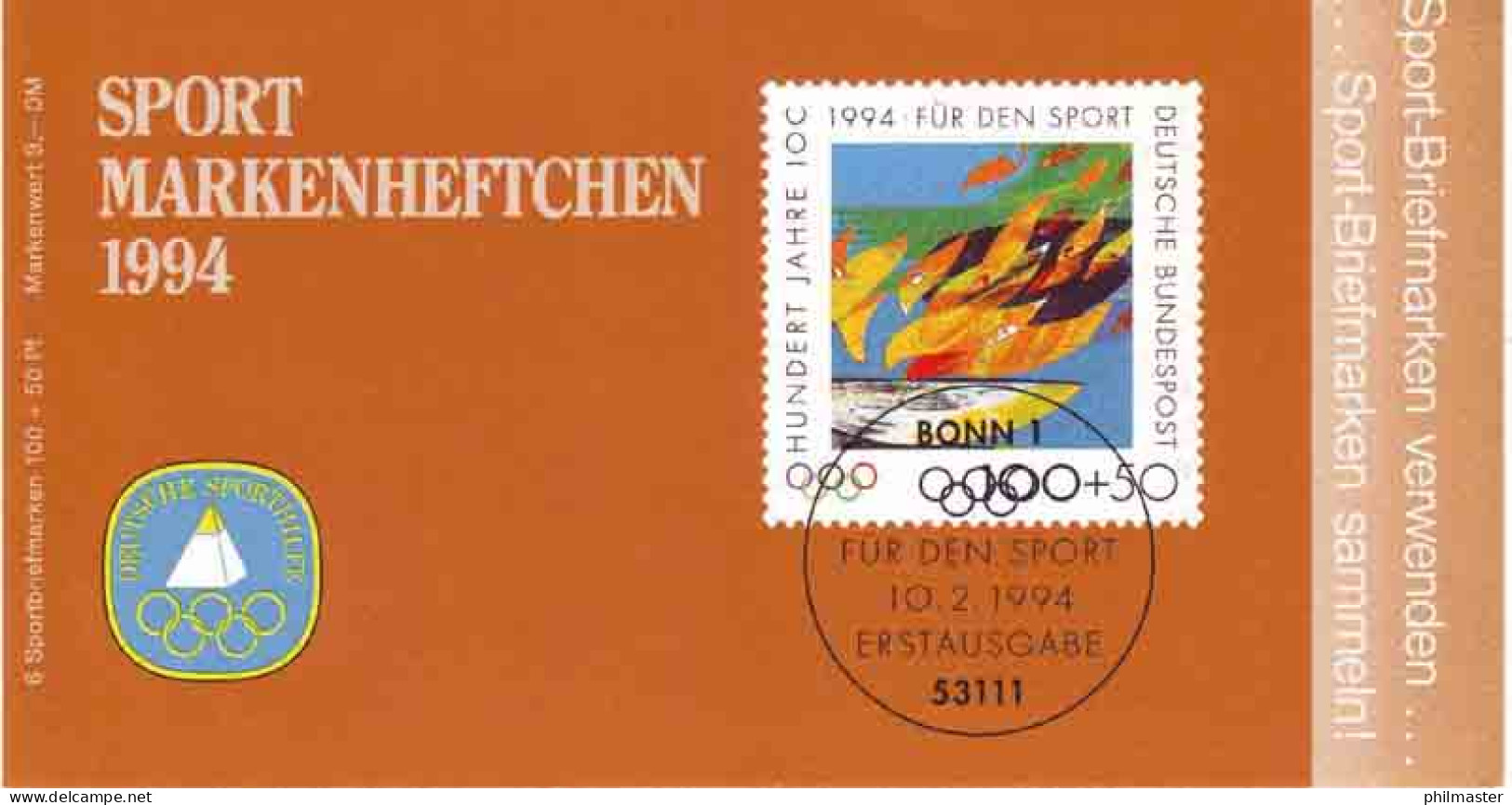 Sport 1994 Olympia - Olympisches Feuer 100 Pf, 6x1719 ESSt Bonn - Sonstige & Ohne Zuordnung