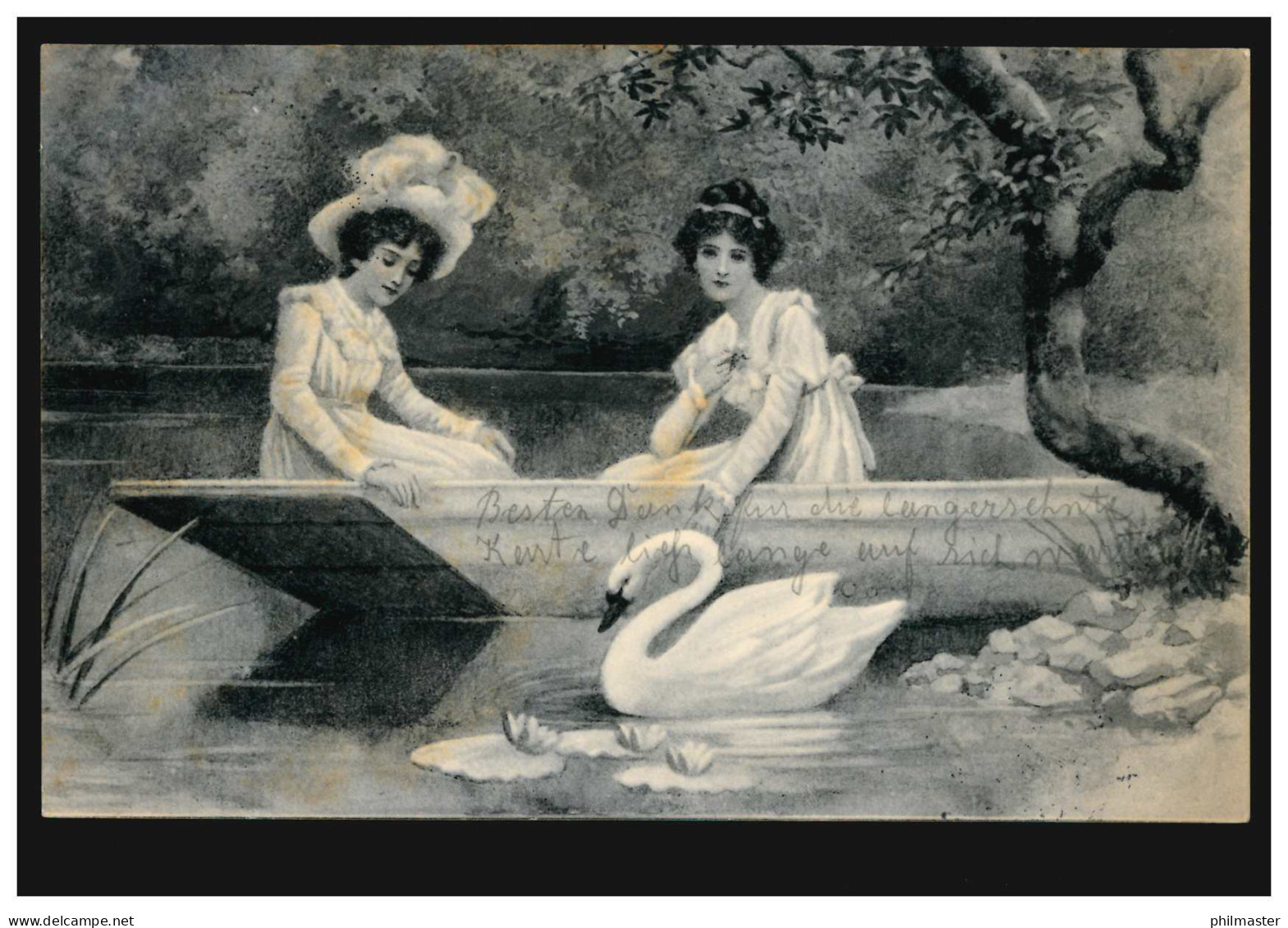 Tiere-AK Vögel: Zwei Frauen Im Boot Mit Schwan, PIRMASENS 12.10.1904 Nach MAINZ - Birds