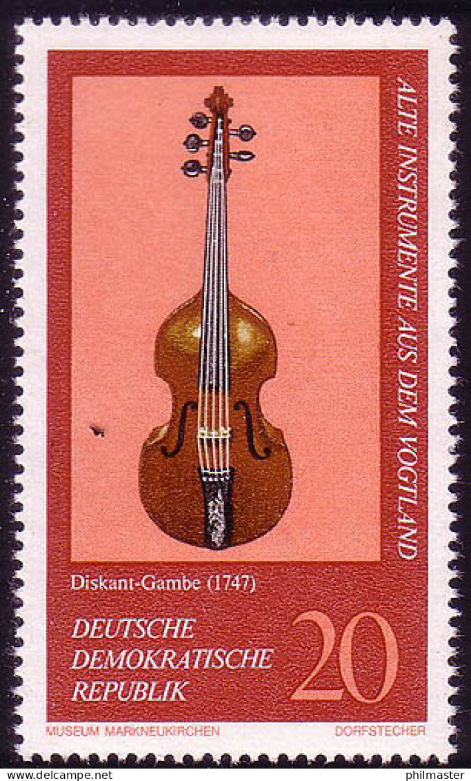 2225 Alte Musikinstrumente 20 Pf Diskant-Gambe ** - Unused Stamps