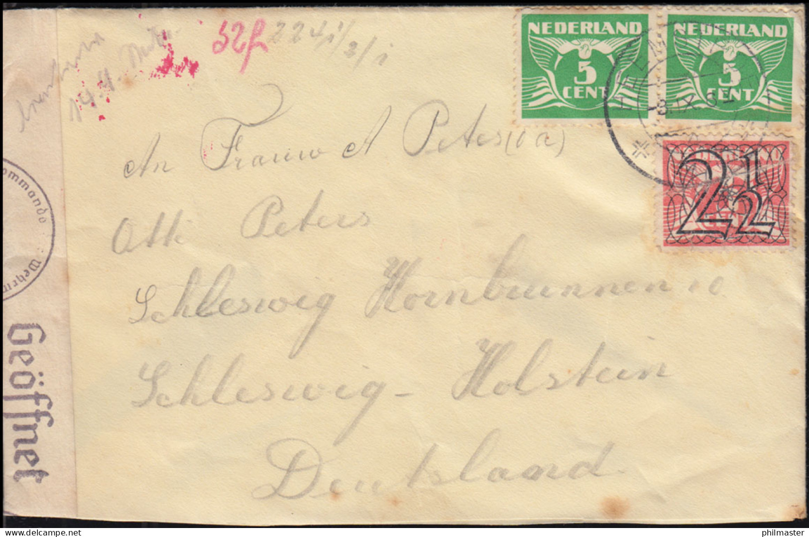 Deutsche Zensur Auf Brief Niederlande HEEMSTEDE 8.9.1941 Nach Schleswig-Holstein - Sonstige & Ohne Zuordnung