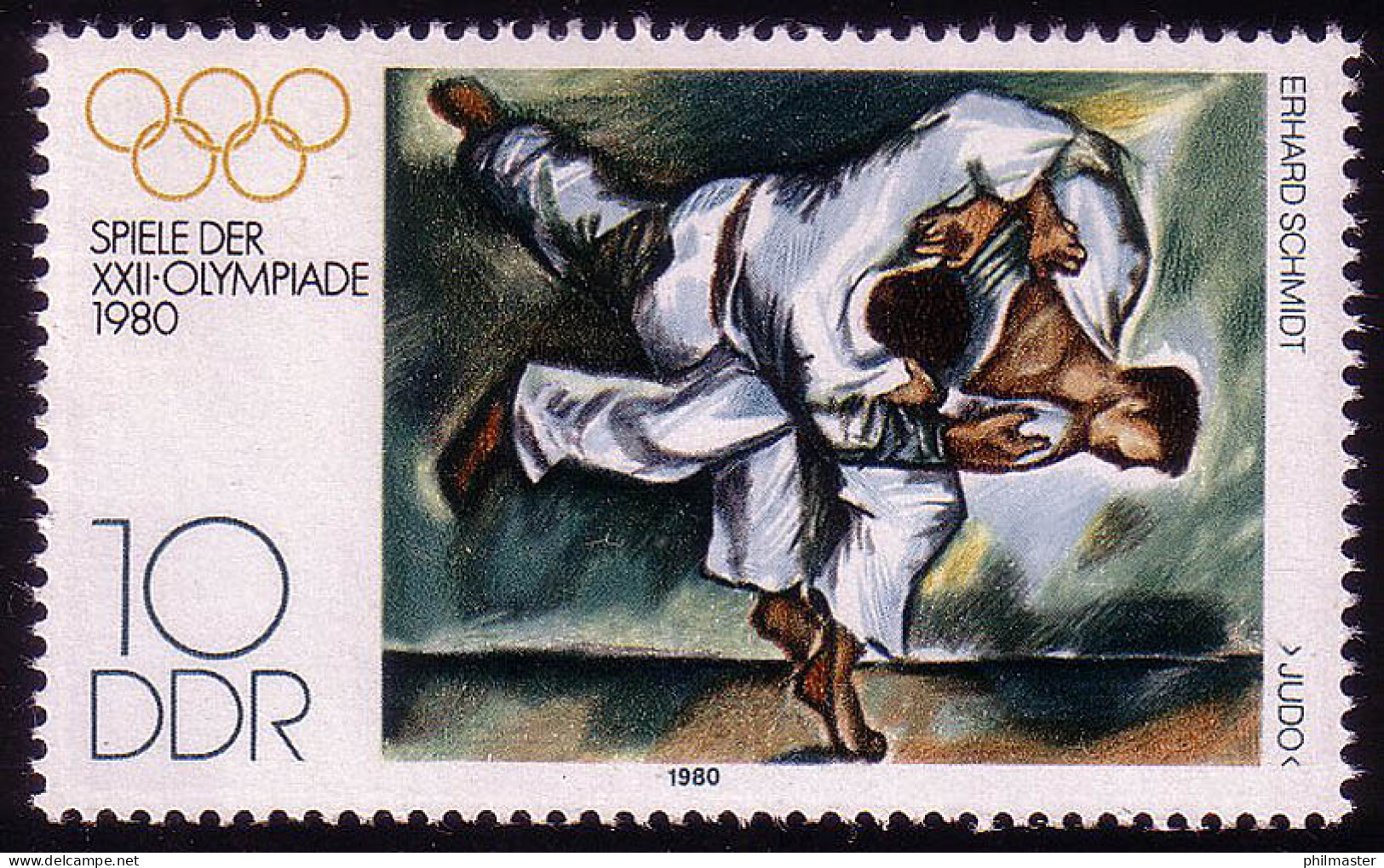 2528 Olympische Sommerspiele Moskau 10 Pf 1980 Judo ** - Unused Stamps
