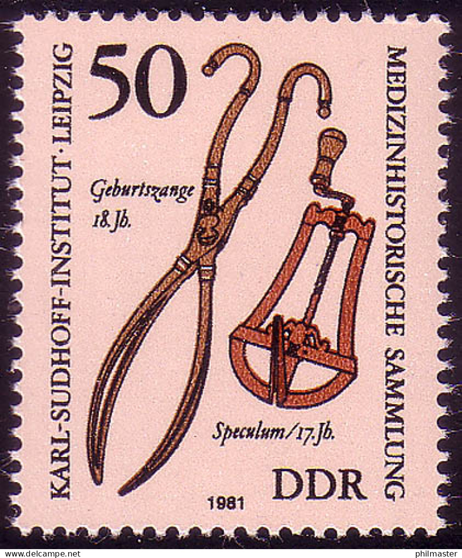 2644 Karl-Sudhoff-Institut 50 Pf Geburtszange ** - Unused Stamps