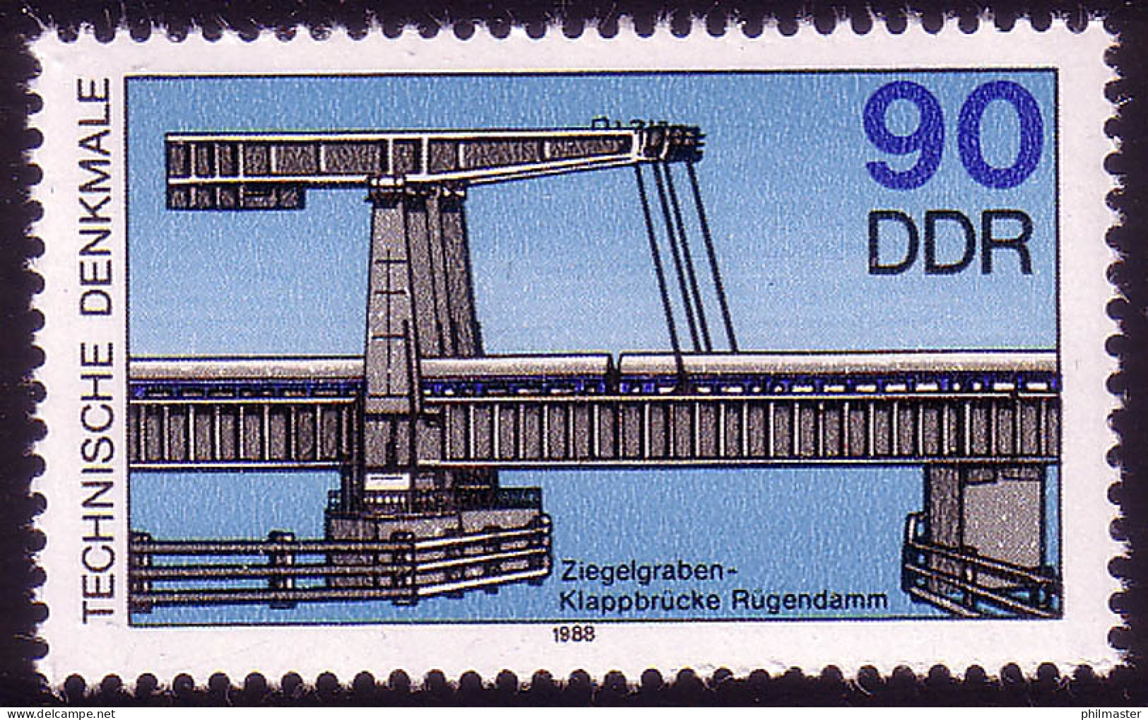 3207 Technische Denkmäler Schiffshebewerk 90 Pf 1988 IV  ** - Neufs