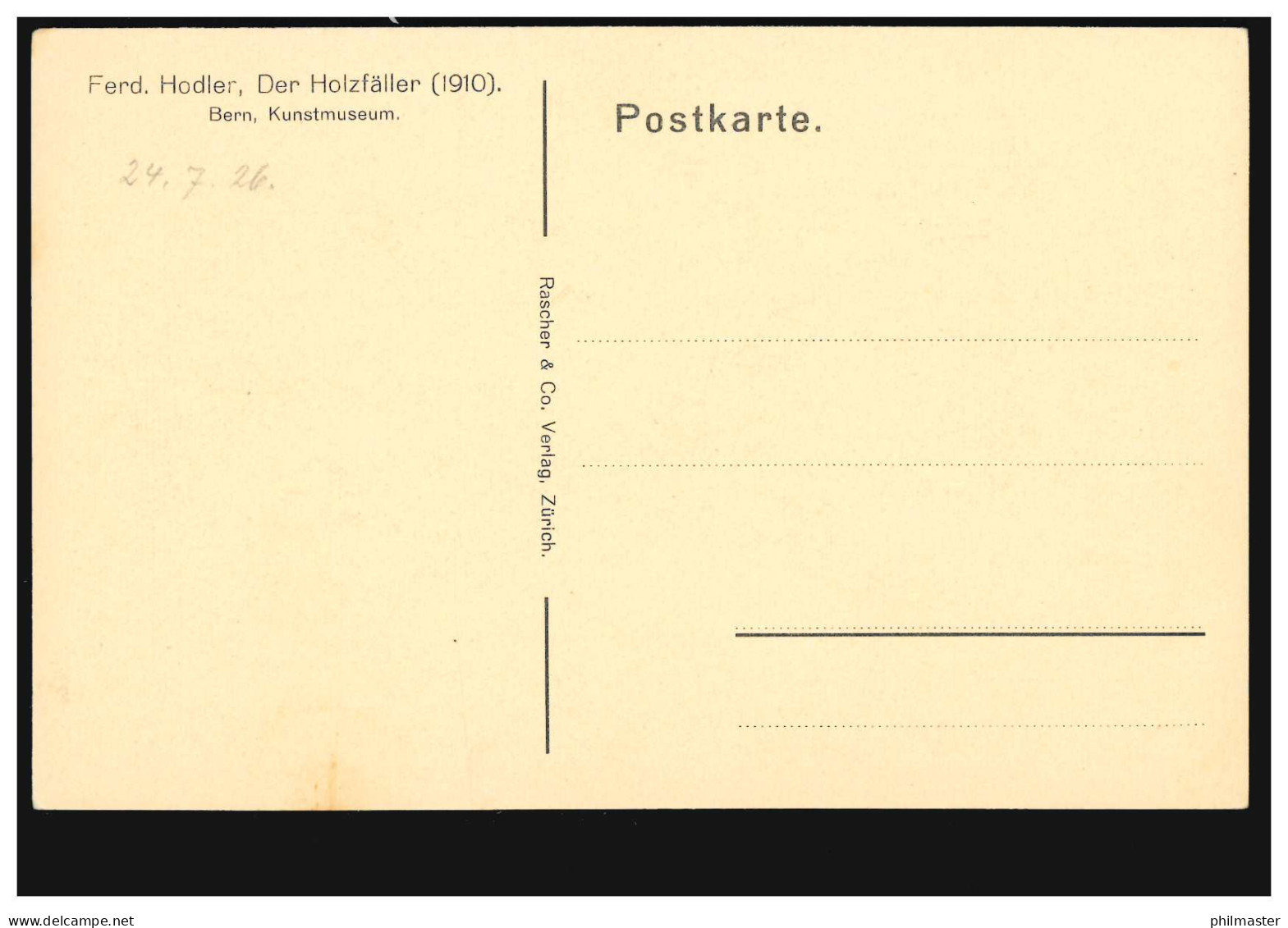 Künstler-AK Ferd. Hodler: Der Holzfäller, Verlag Rechner Zürich, Ungebraucht - Non Classés