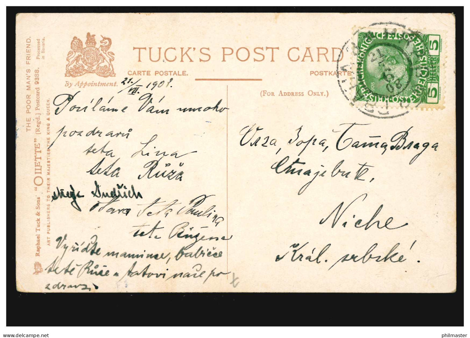 Künstler-AK Tuck's Post Card Harry Payne: Esel Freund Des Armen Mannes 21.7.1908 - Non Classificati
