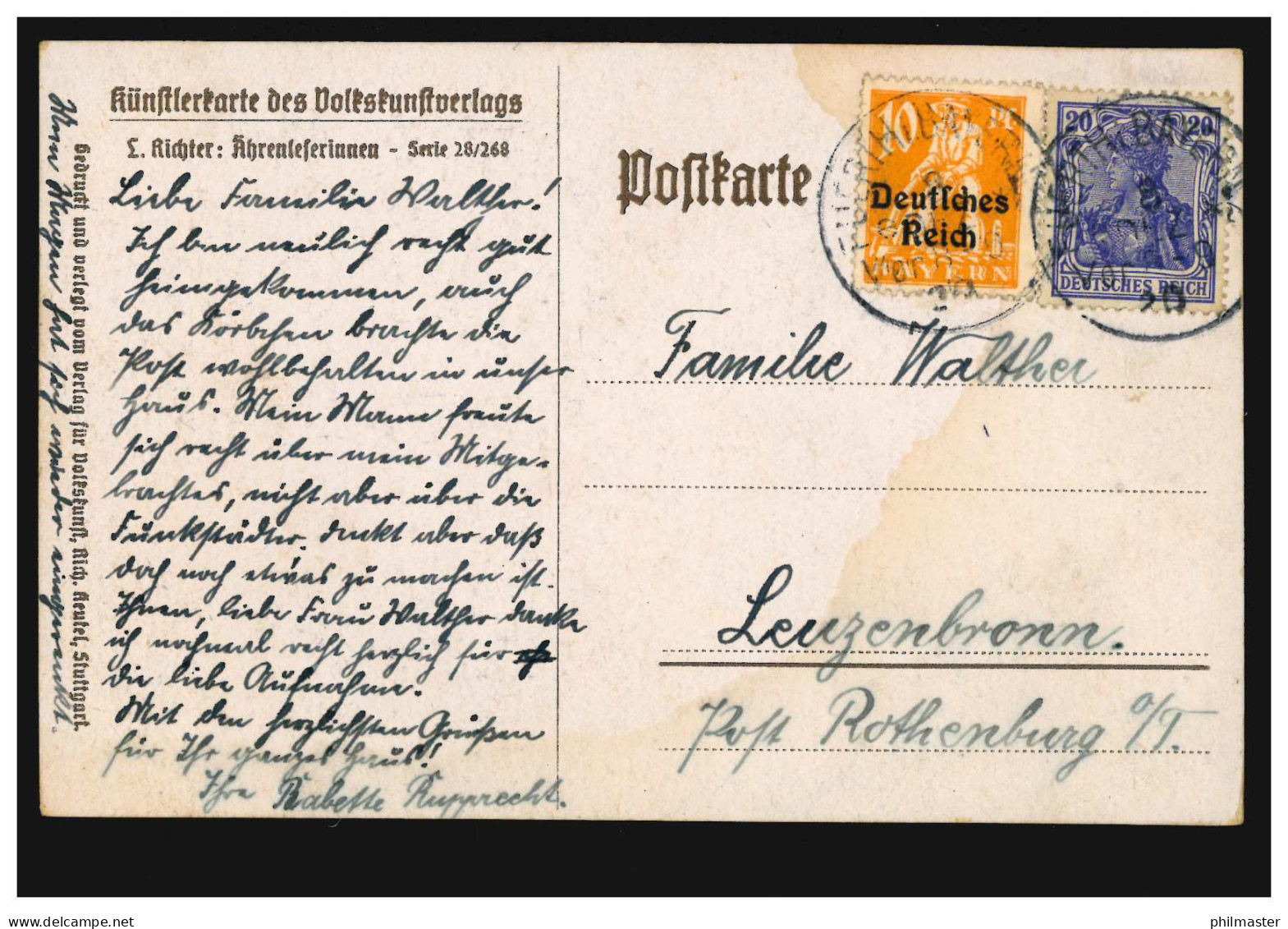 Künstler-AK L. Richter: Ährenleserinnen, FÜRTH In BAYERN 8.12.1920 - Other & Unclassified