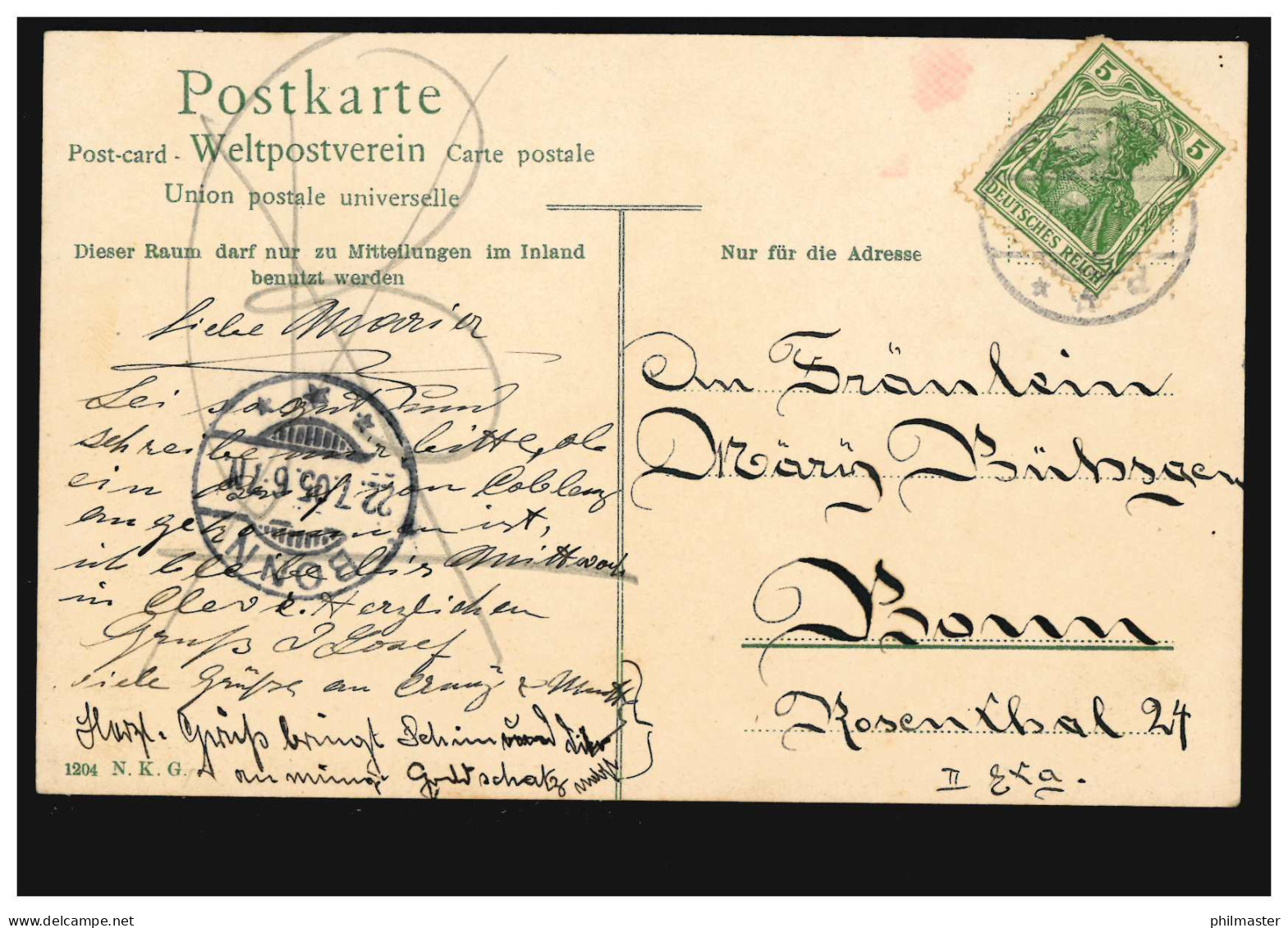Künstler-AK Frau Mit Mandoline An Der Brücke, Gelaufen 22.7.1905 Nach Bonn - Sin Clasificación