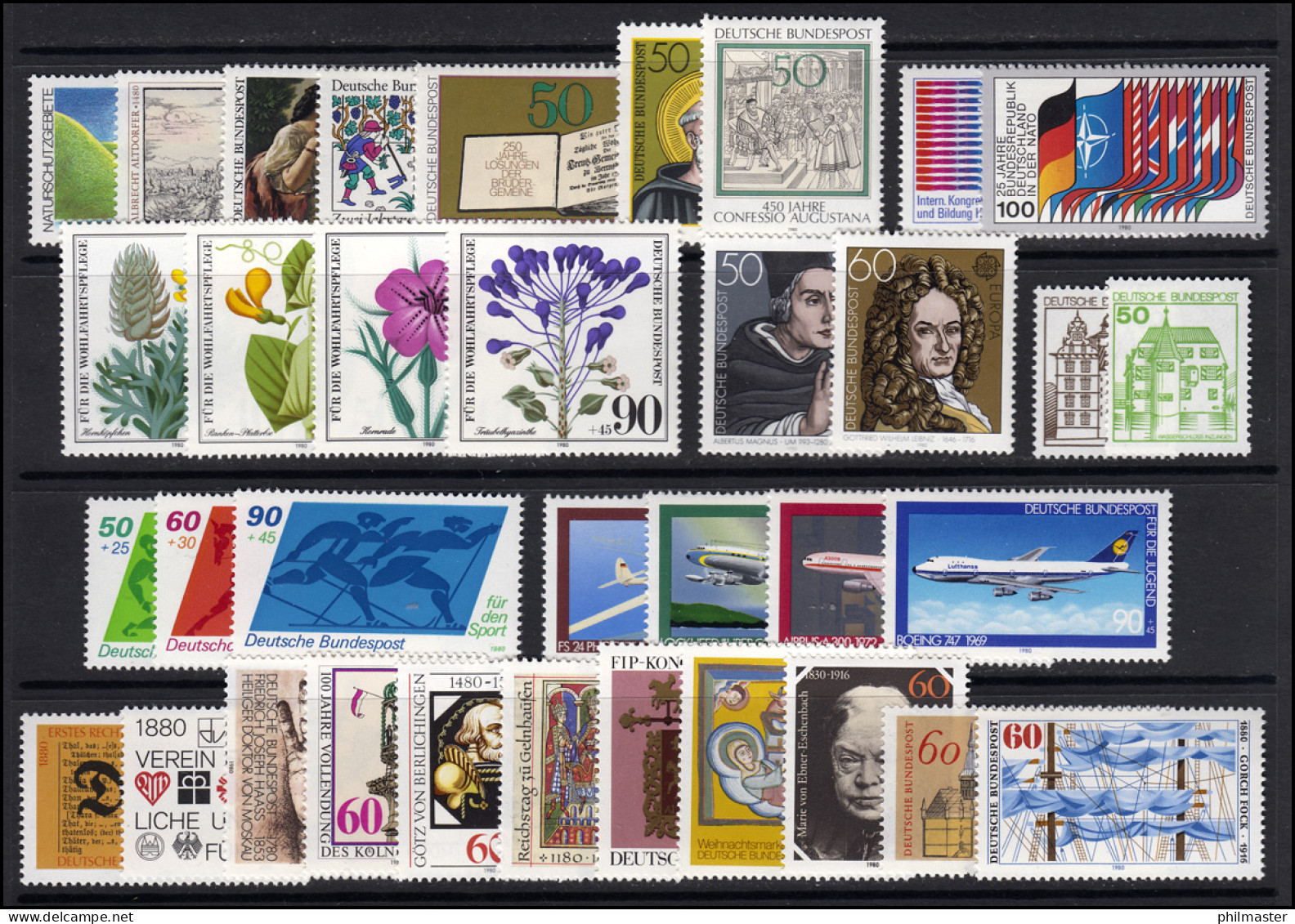 1033-1067 Bund-Jahrgang 1980 Komplett, Postfrisch ** - Collections Annuelles