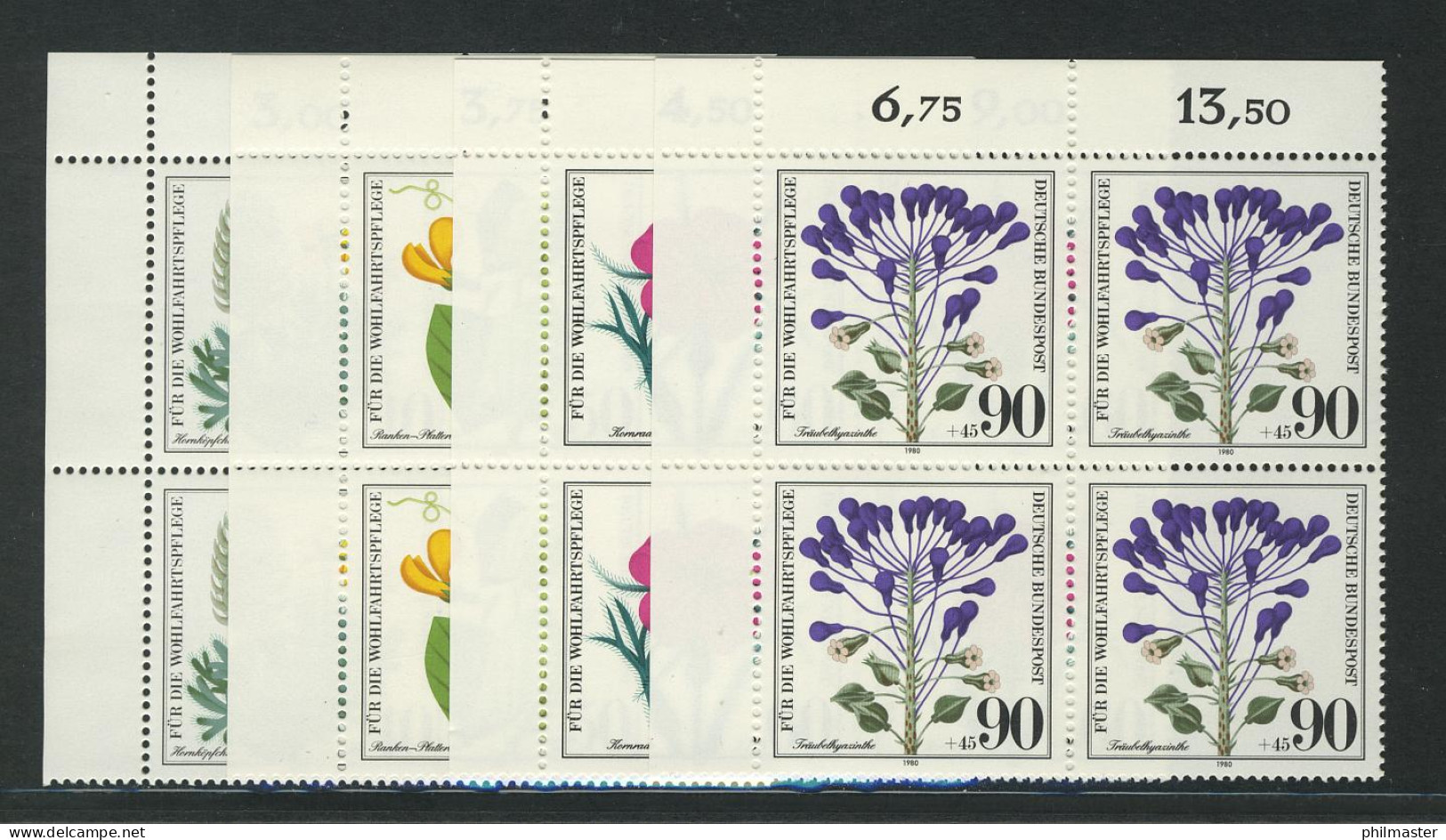 1059-1062 Wofa Ackerwildkräuter 1980, E-Vbl. O.l. Satz ** - Unused Stamps