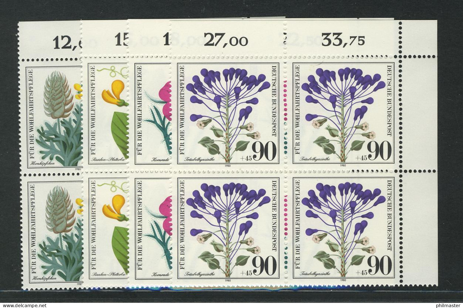 1059-1062 Wofa Ackerwildkräuter 1980, E-Vbl. O.r. Satz ** - Neufs