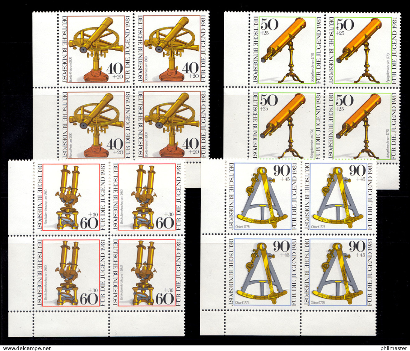 1090-1093 Jugend Optische Instrumente 1981, E-Vbl U.l. Satz ** - Ongebruikt