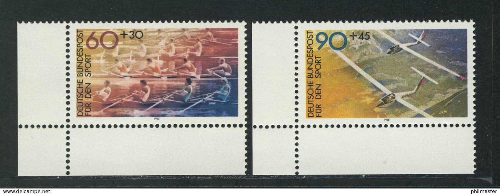 1094-1095 Sporthilfe Rudern Und Segelfliegen 1981, Ecke U.l. Satz ** - Unused Stamps