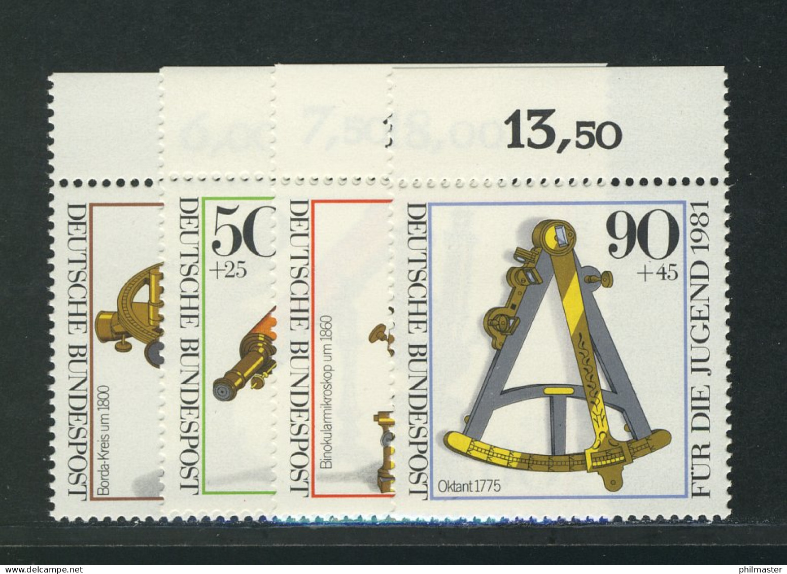 1090-1093 Jugend Optische Instrumente 1981, Oberrand, Satz ** - Unused Stamps