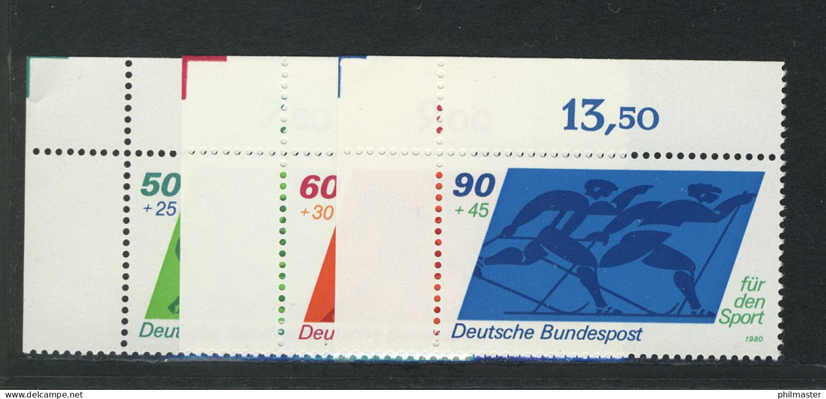 1046-1048 Sporthilfe 1980, Ecke O.l. Satz ** - Neufs