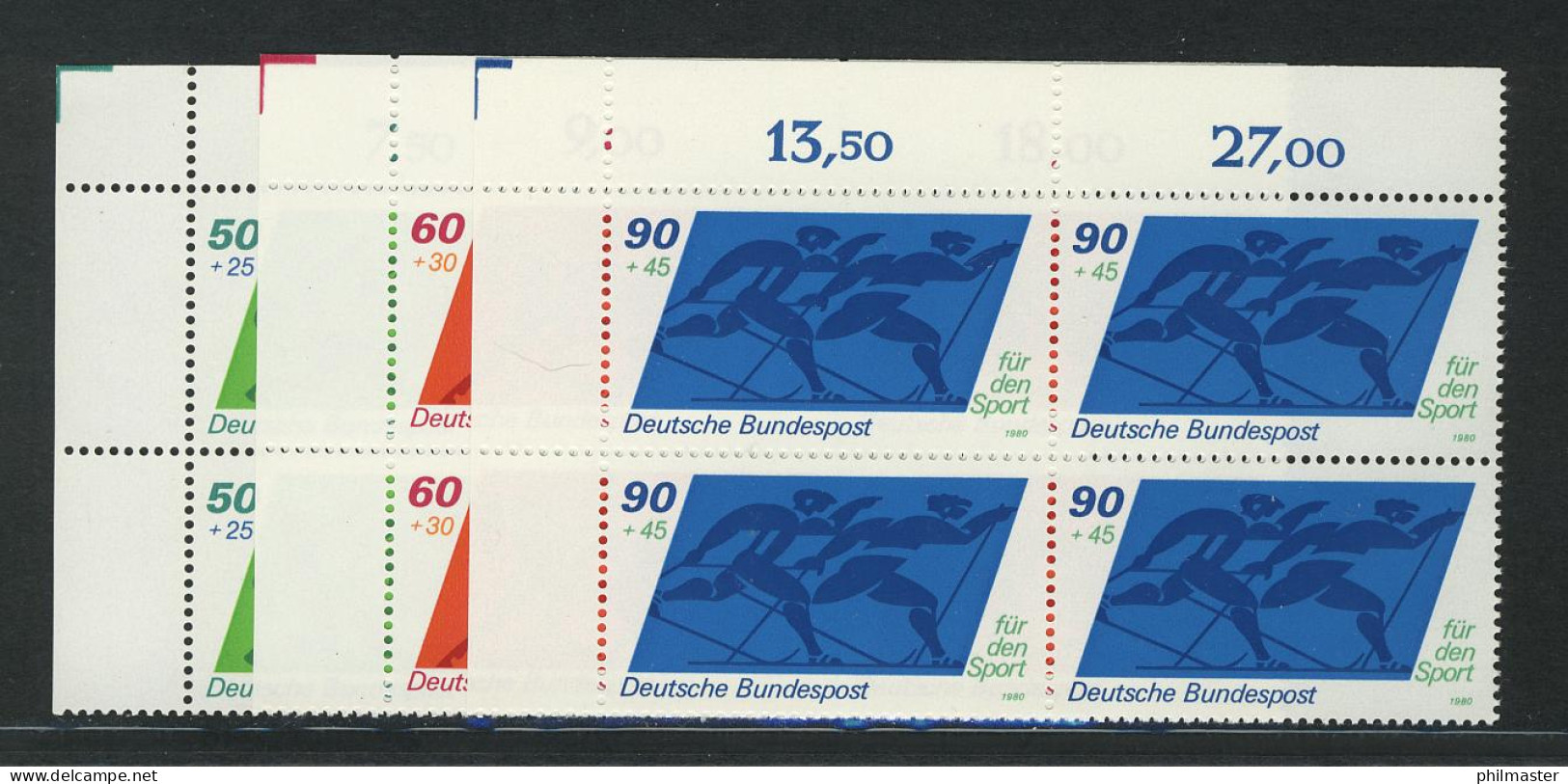 1046-1048 Sporthilfe 1980, E-Vbl. O.l. Satz ** - Ongebruikt