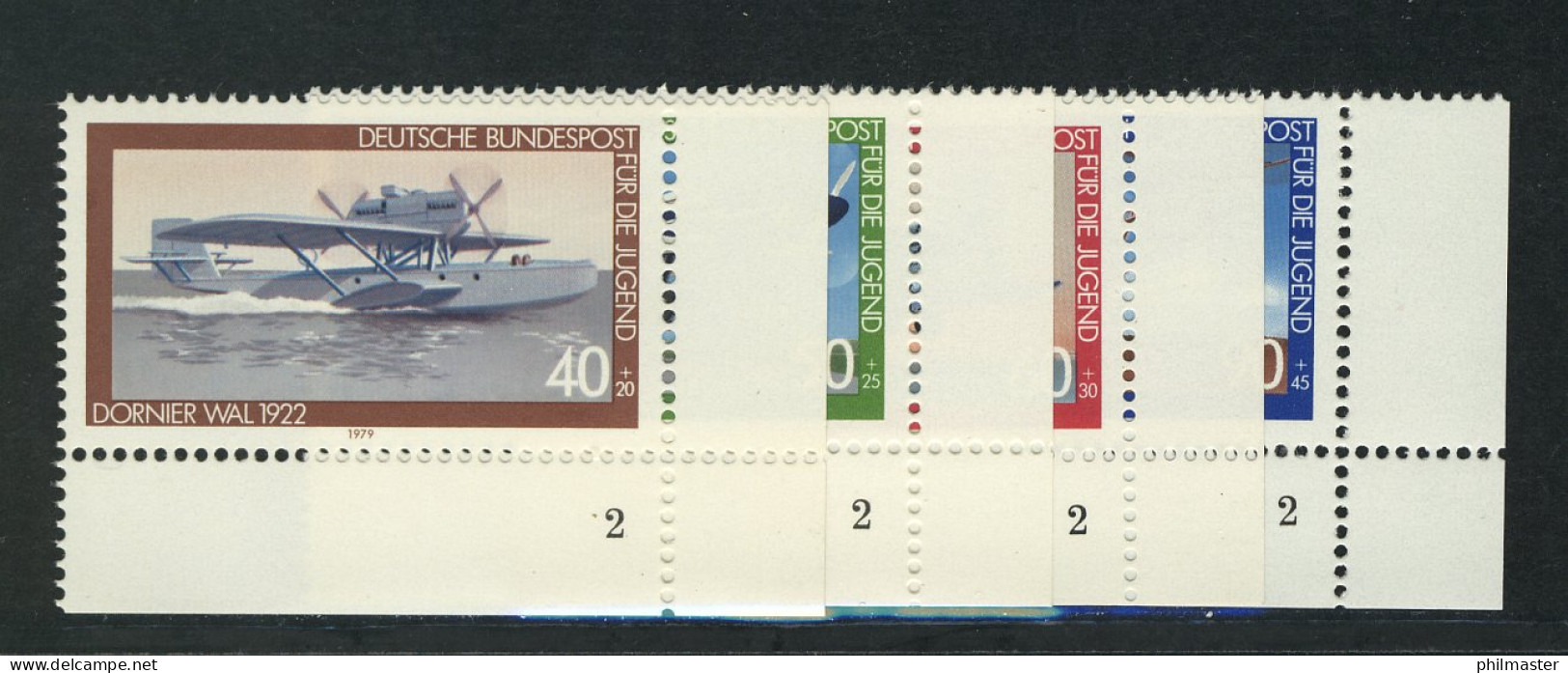 1005-1008 Jugend Luftfahrt 1979, FN2 Satz ** - Neufs