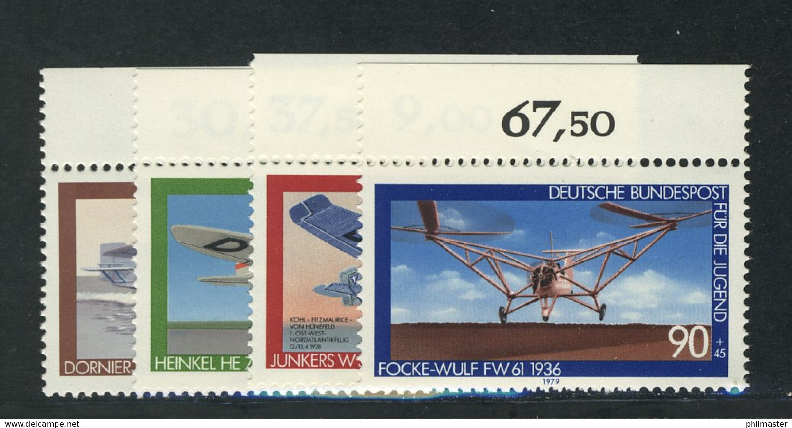 1005-1008 Jugend Luftfahrt 1979, Oberrand, Satz ** - Unused Stamps