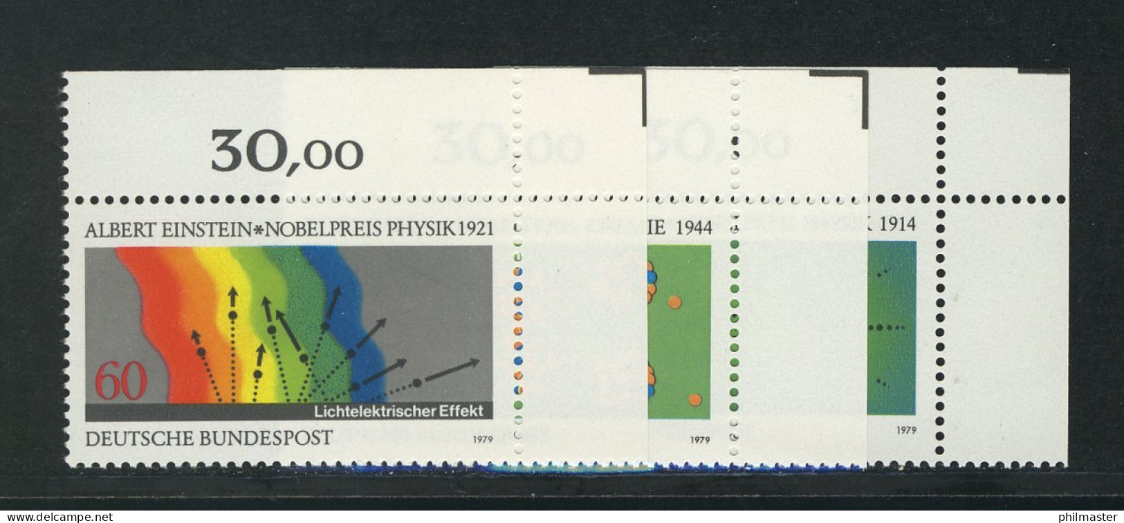 1019-1021 Nobelpreisträger 1979, Ecke O.r. Satz ** - Unused Stamps