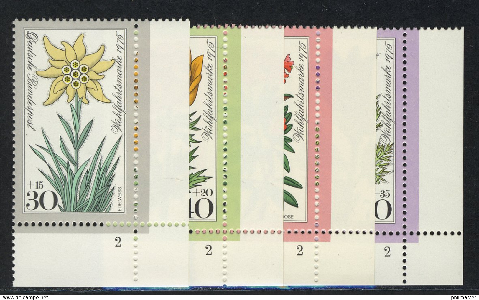 867-870 Wofa Alpenblumen 1975, FN2 Satz ** - Unused Stamps