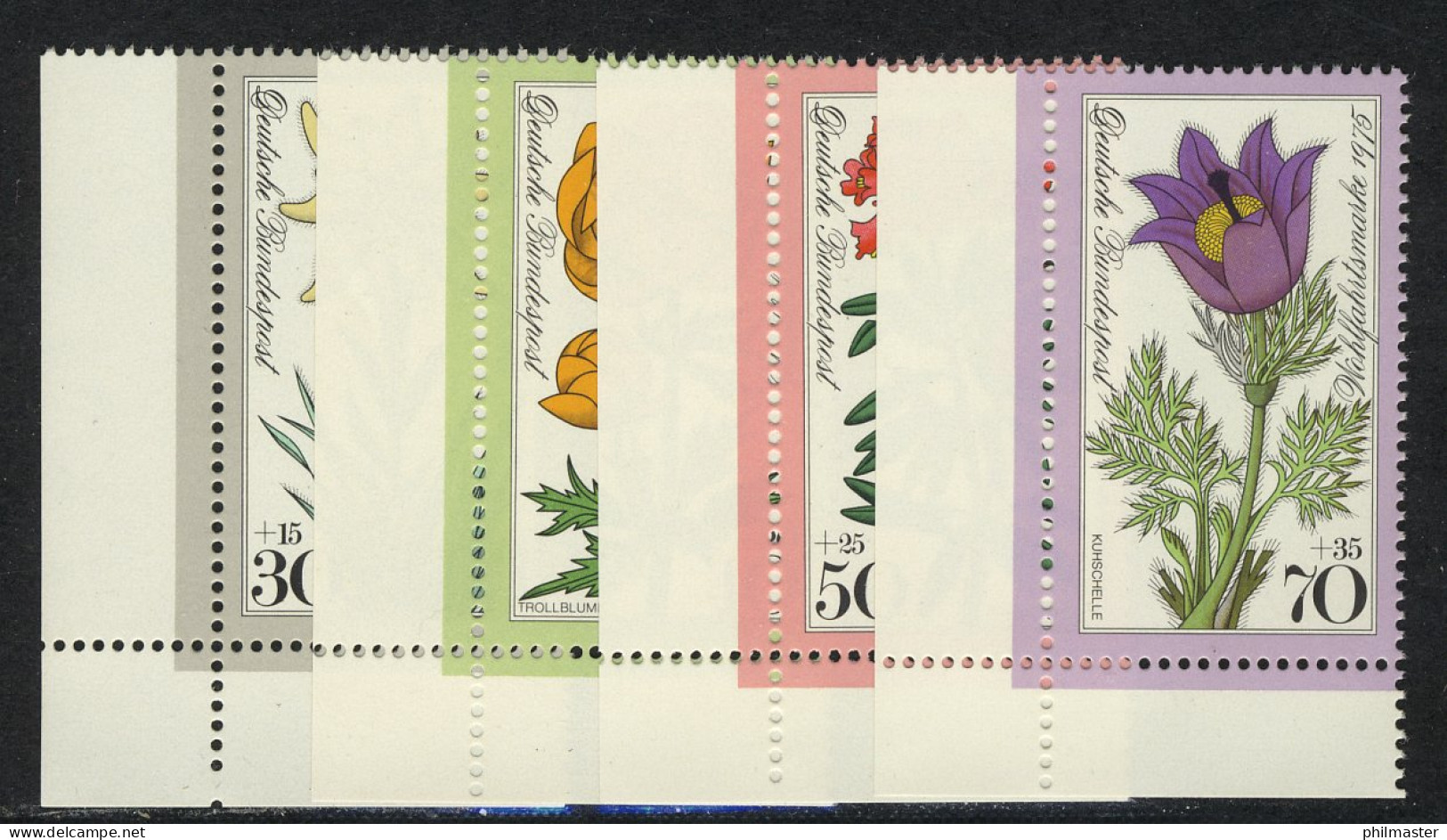 867-870 Wofa Alpenblumen 1975, Ecke U.l. Satz ** - Unused Stamps