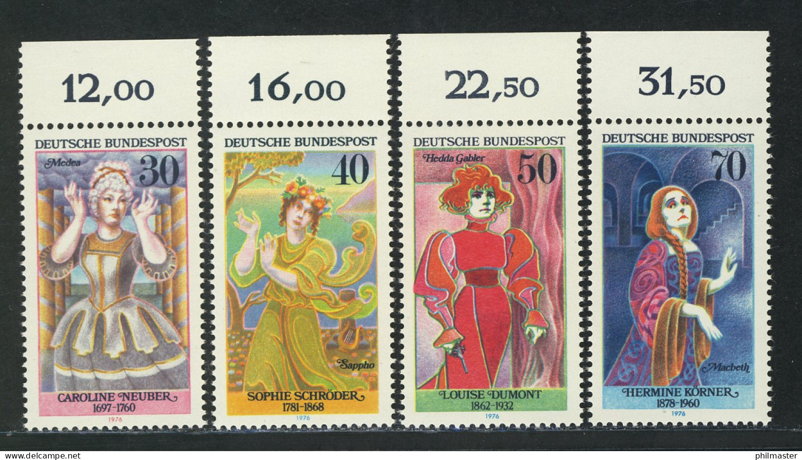 908-911 Schauspielerinnen 1976, Oberrand, Satz ** - Unused Stamps