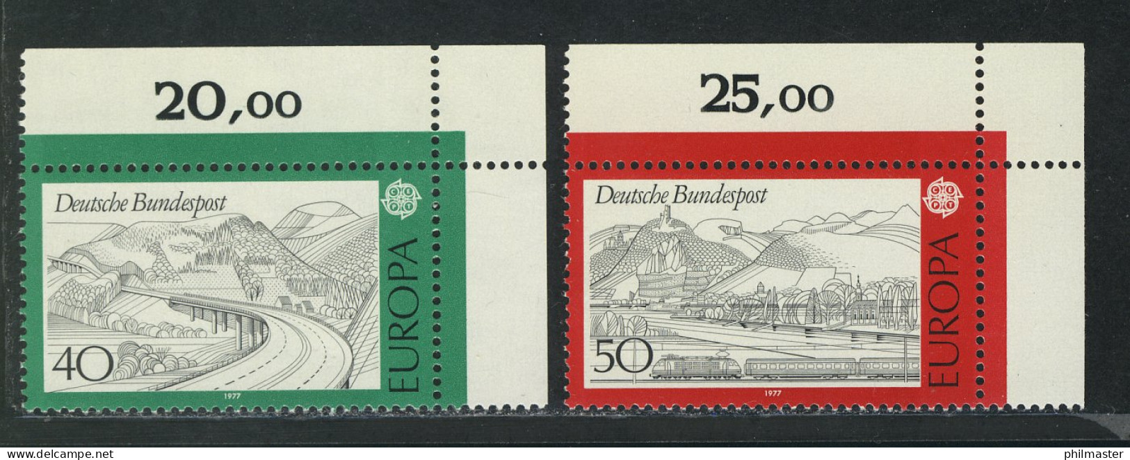 934-935 Europa Landschaften 1977, Ecke O.r. Satz ** - Unused Stamps
