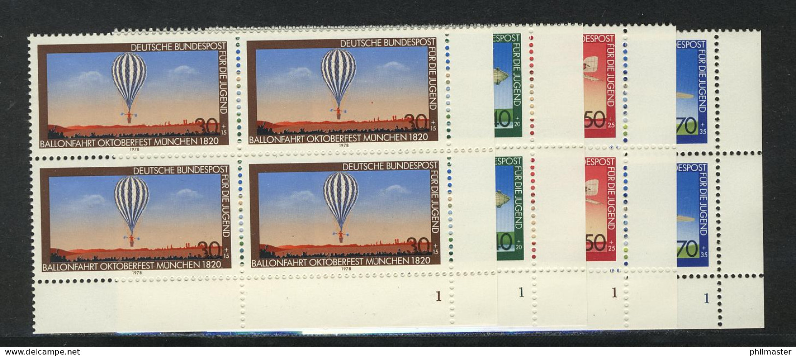 964-967 Jugend Luftfahrt 1978, Vbl FN1 Satz ** - Unused Stamps