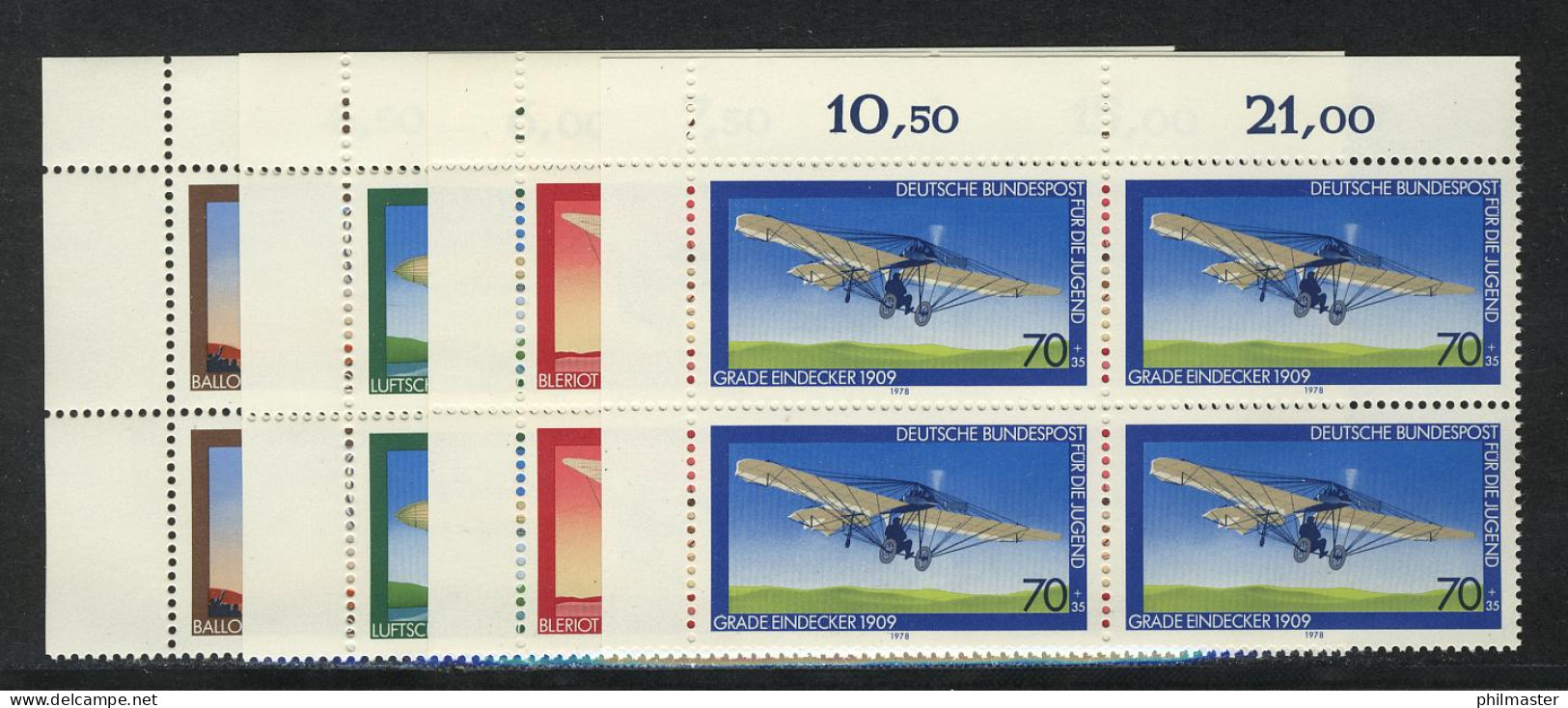 964-967 Jugend Luftfahrt 1978, E-Vbl. O.l. Satz ** - Unused Stamps