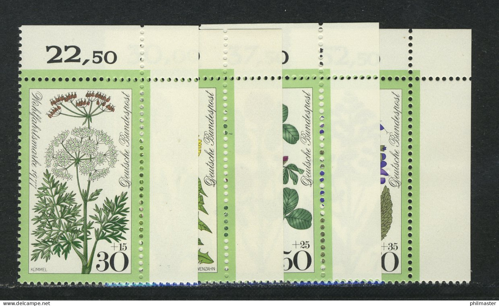 949-952 Wofa Wiesenblumen 1977, Ecke O.r. Satz ** - Unused Stamps