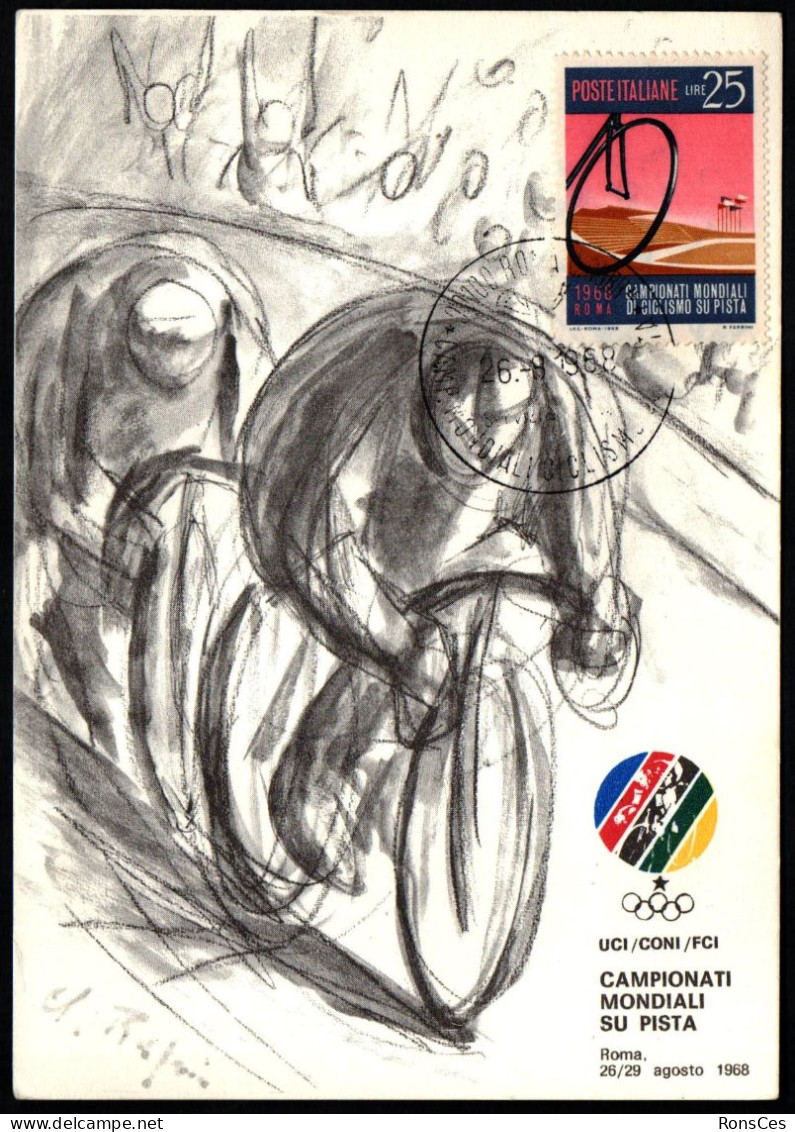 CYCLING - ITALIA ROMA 1968 - CAMPIONATI MONDIALI DI CICLISMO SU PISTA - CARTOLINA MAXIMUM - A - Ciclismo