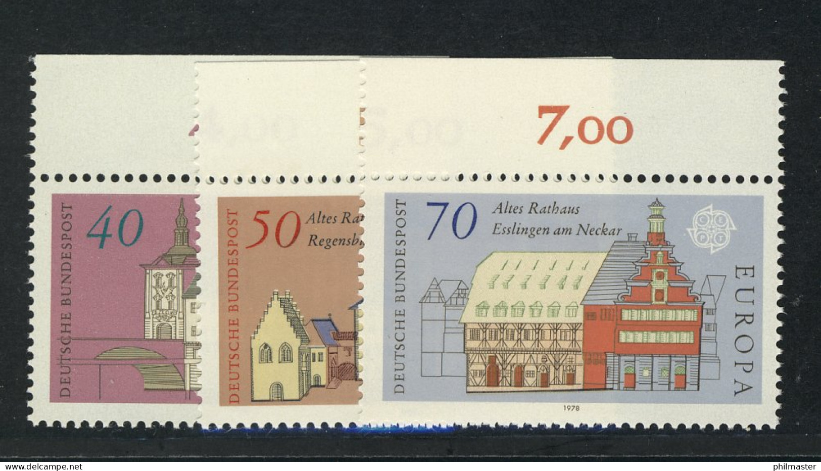 969-971 Europa Baudenkmäler 1978, Oberrand, Satz ** - Unused Stamps