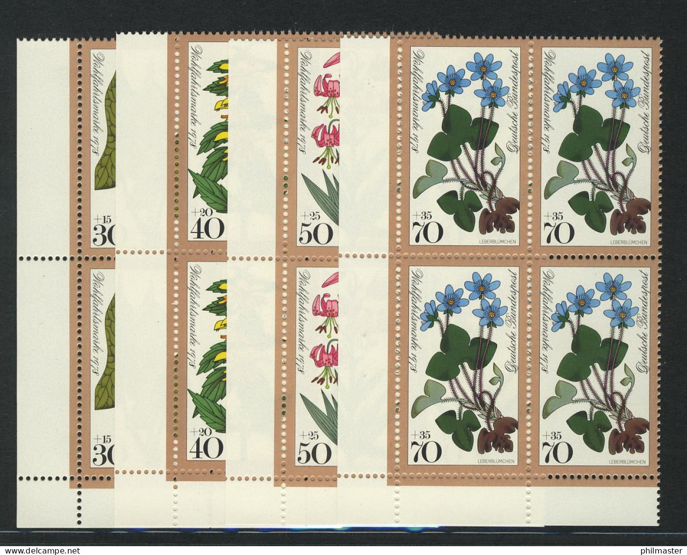 982-985 Wofa Waldblumen 1978, E-Vbl. U.l. Satz ** - Unused Stamps