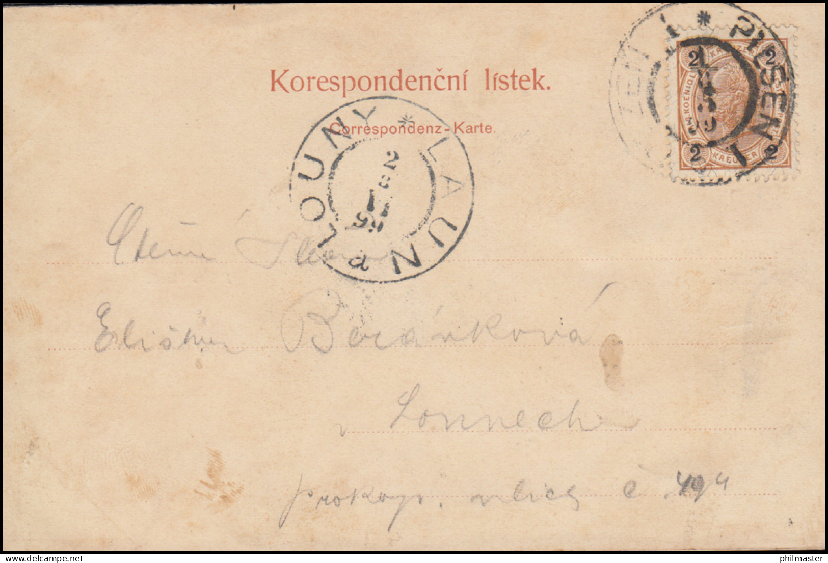 AK Plzen / Pilsen - Panorama, Passender Stempel PILSEN - PLZEN 2.8.1899 - Andere & Zonder Classificatie