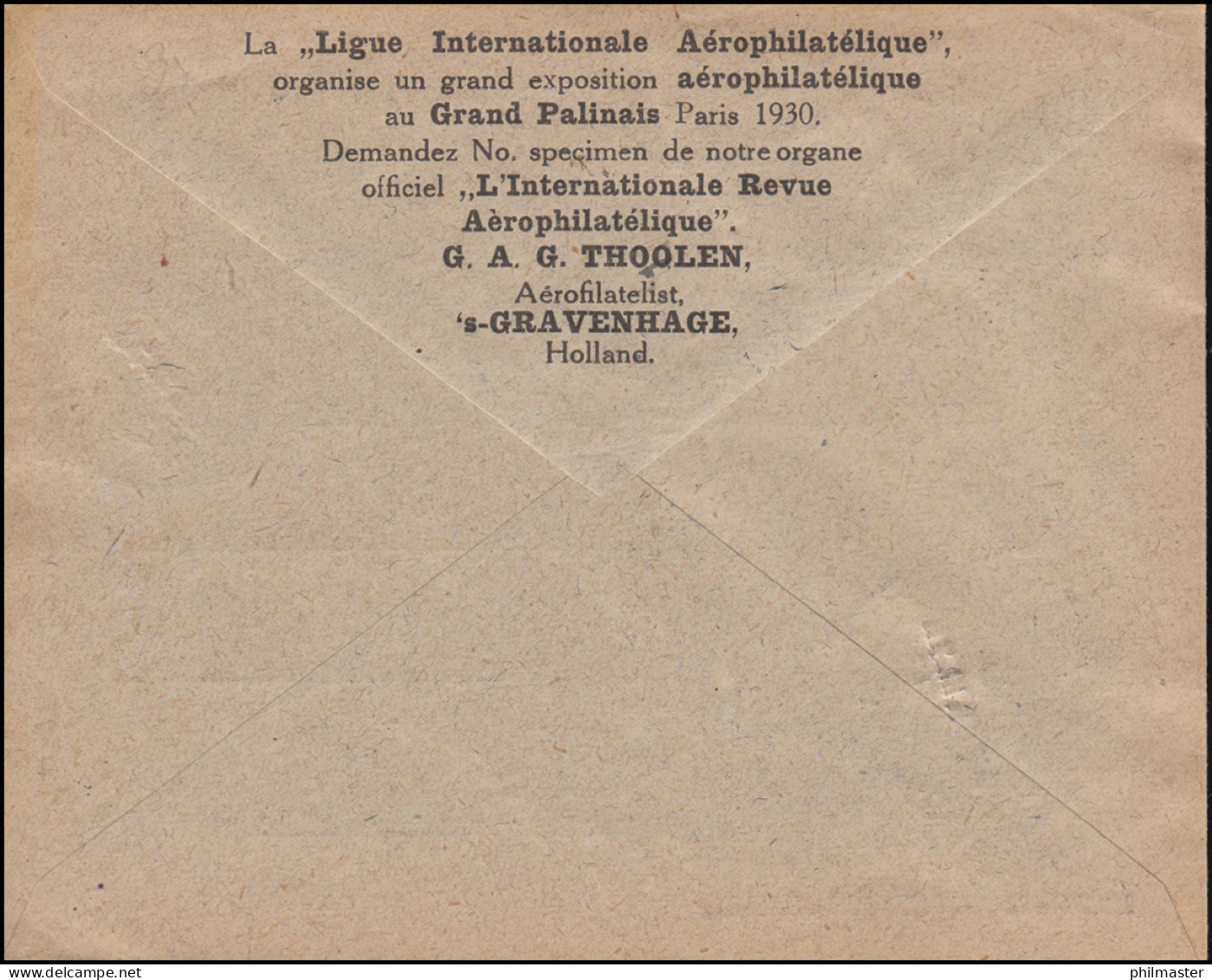 Ausstellung Internationale Aerophilatelie Drucksache S'GRAVENHAGE 17.3.1929 - Esposizioni Filateliche