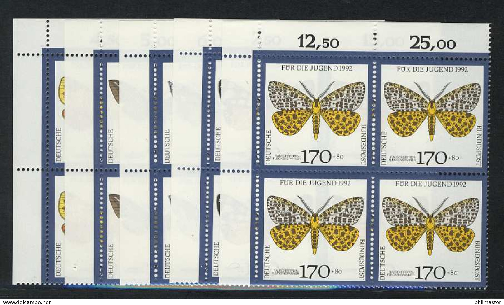 1602-1606 Jugend Nachtfalter 1992, E-Vbl O.l. Satz ** - Unused Stamps
